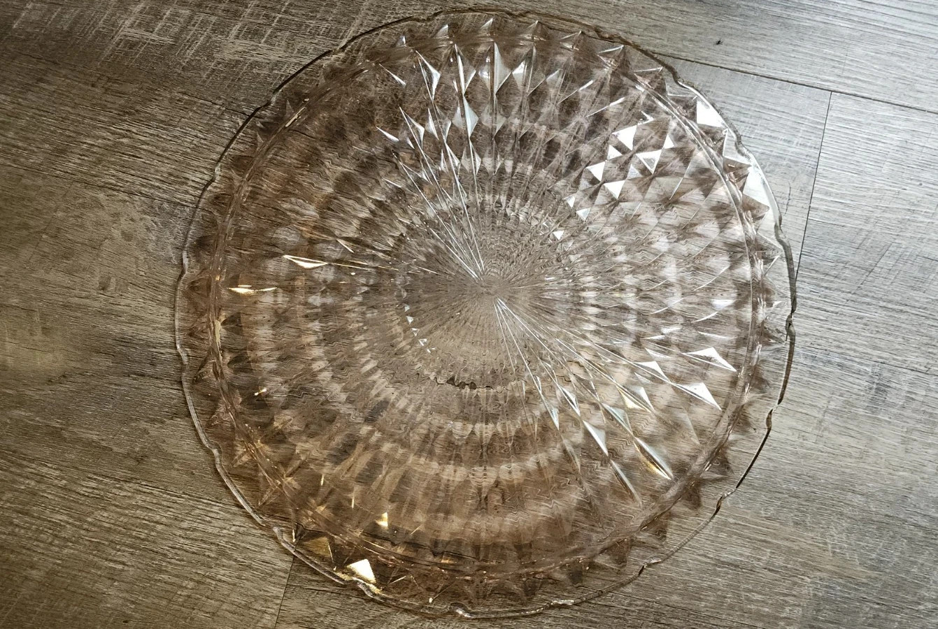Windsor Pink Depression Glass Serving Plate Platter Jeanette Diamond Pattern