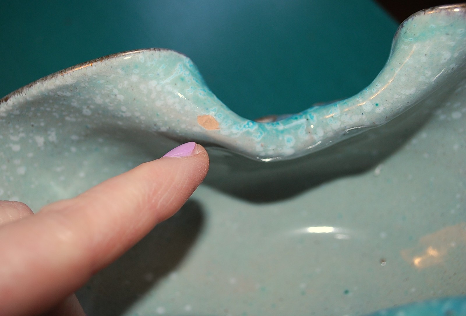 Vtg ITALY Handmade PINCHED STUDIO ART POTTERY Bowl BLUE DRIP GLAZE MCM Numbered