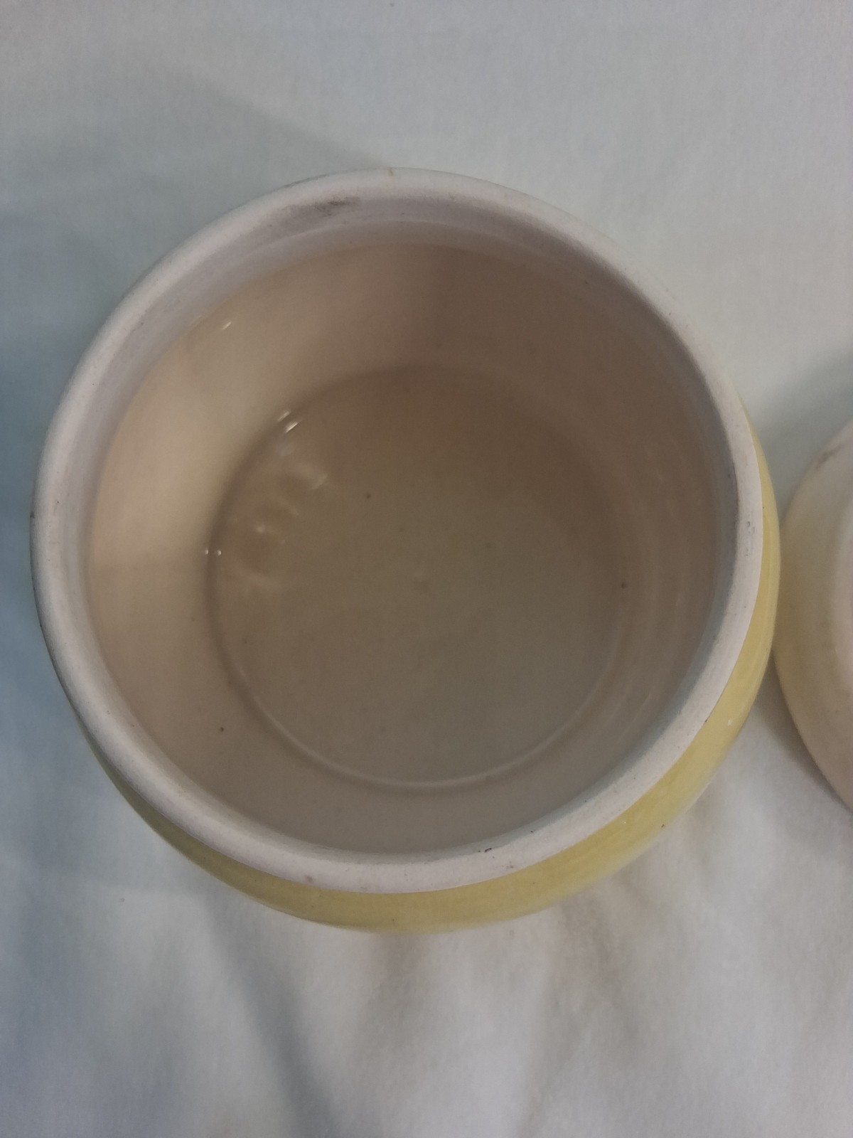 Chef Hat Kitchen Jar Canister Yellow & White 5in tall 5in wide 1950s