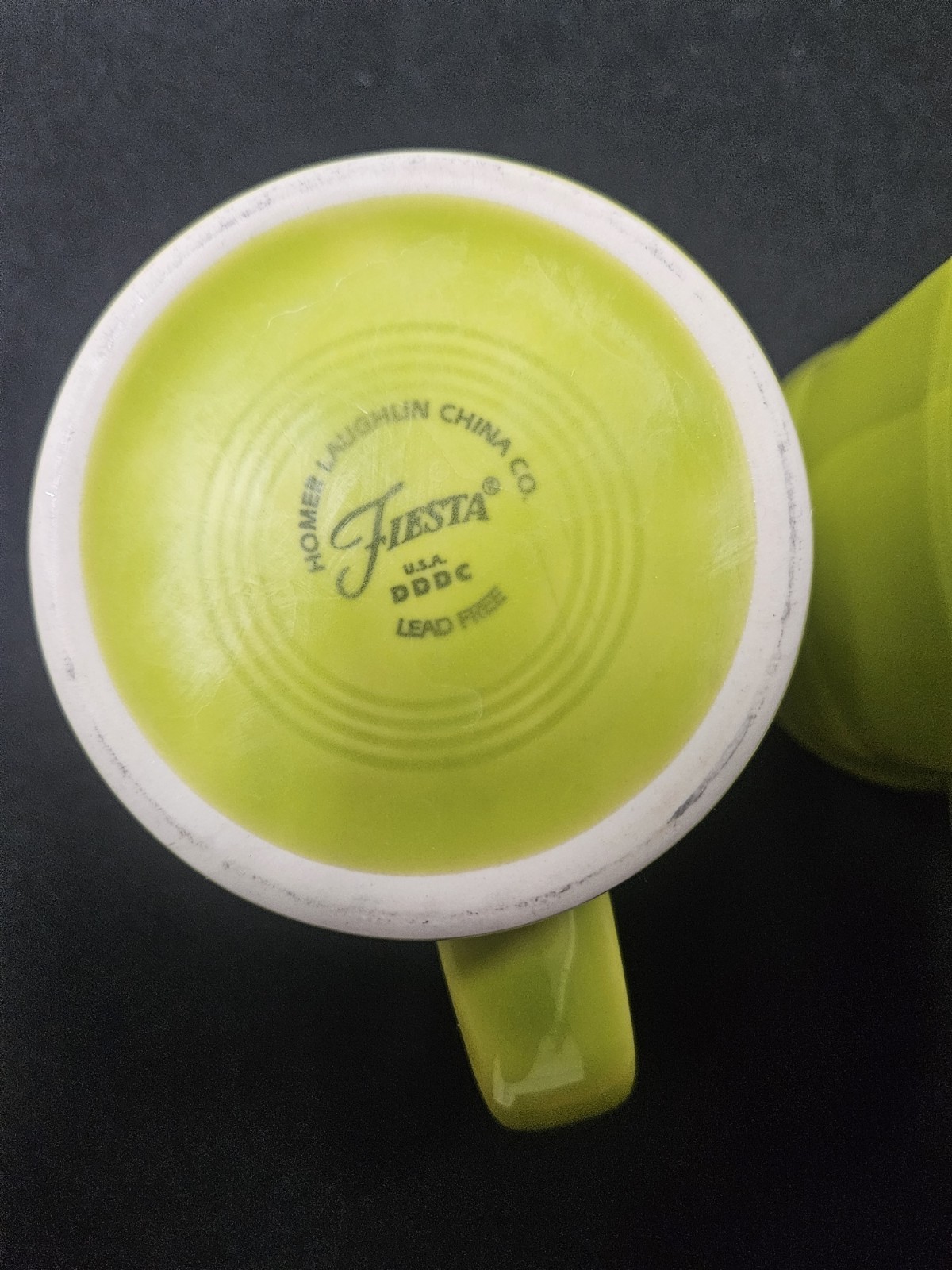 Retired Fiesta Lemongrass Mug Set -15oz Tapered Mug & 13oz Square Bottom Mug HLC