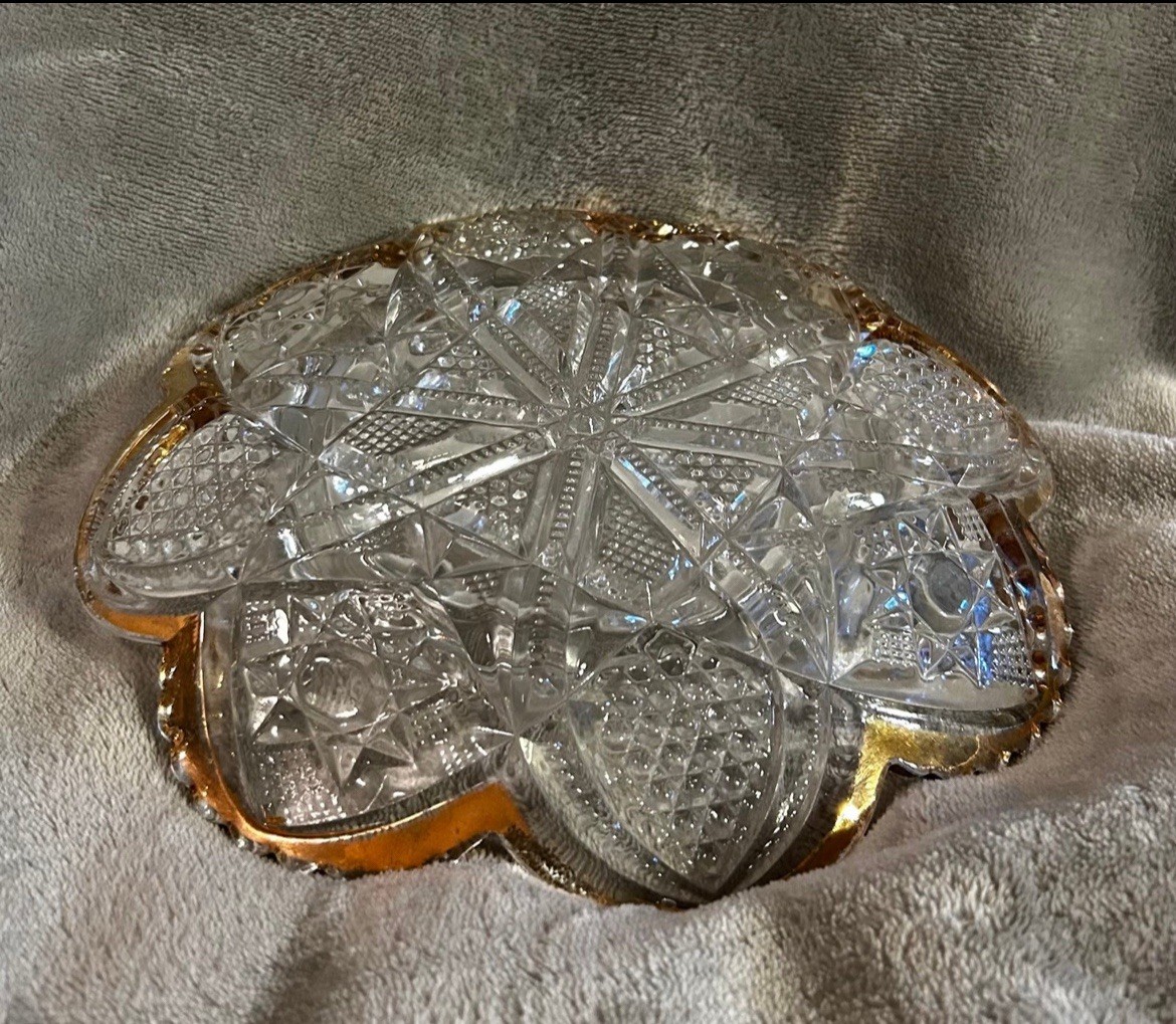 Elegant Vintage Gold Trim Dish – 8″ Serving Plate for Butter, Candy, or Cheese