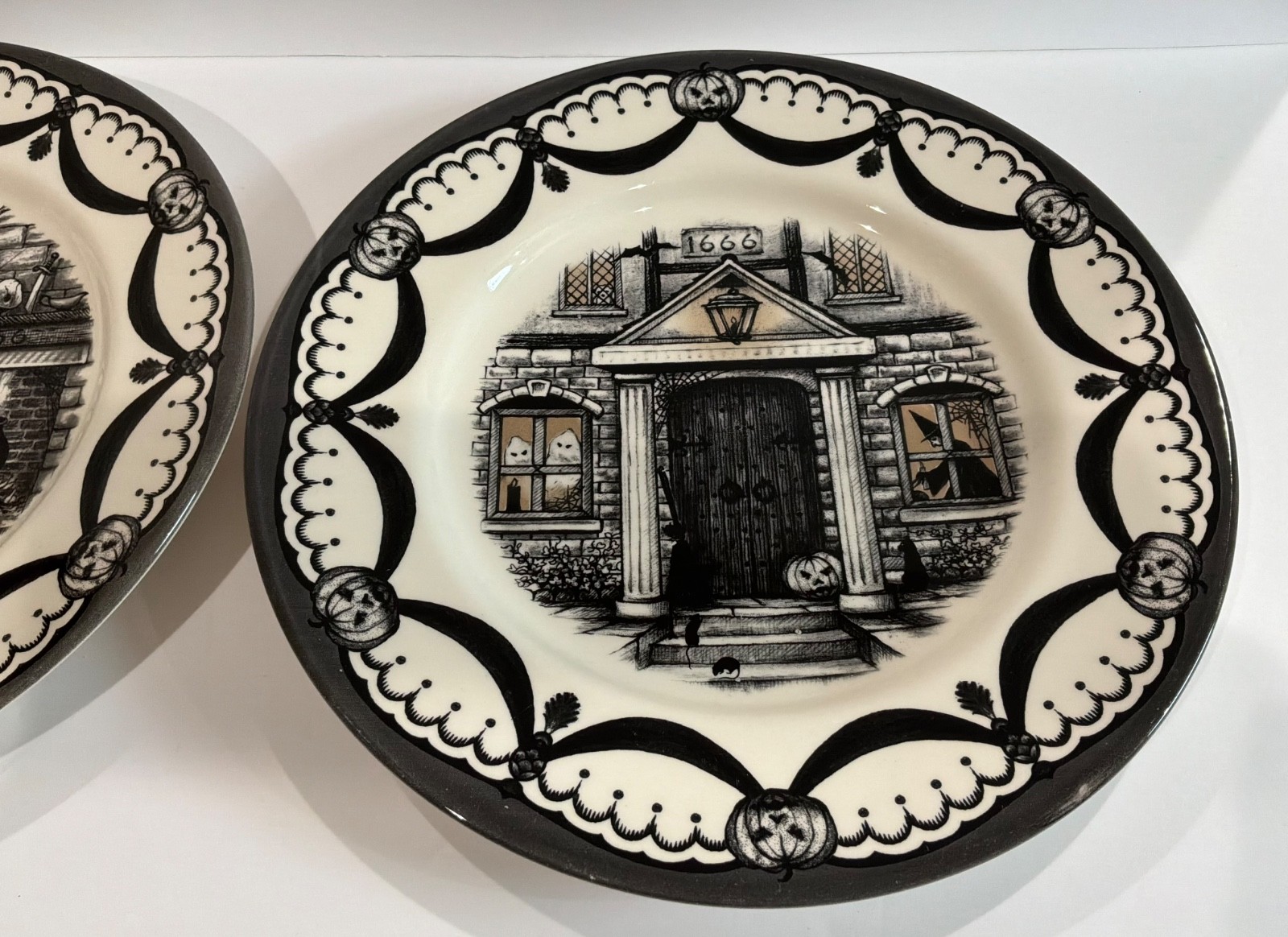 Royal Stafford England Halloween Haunted Home Wicked Witch 11” Dinner Plates x 2