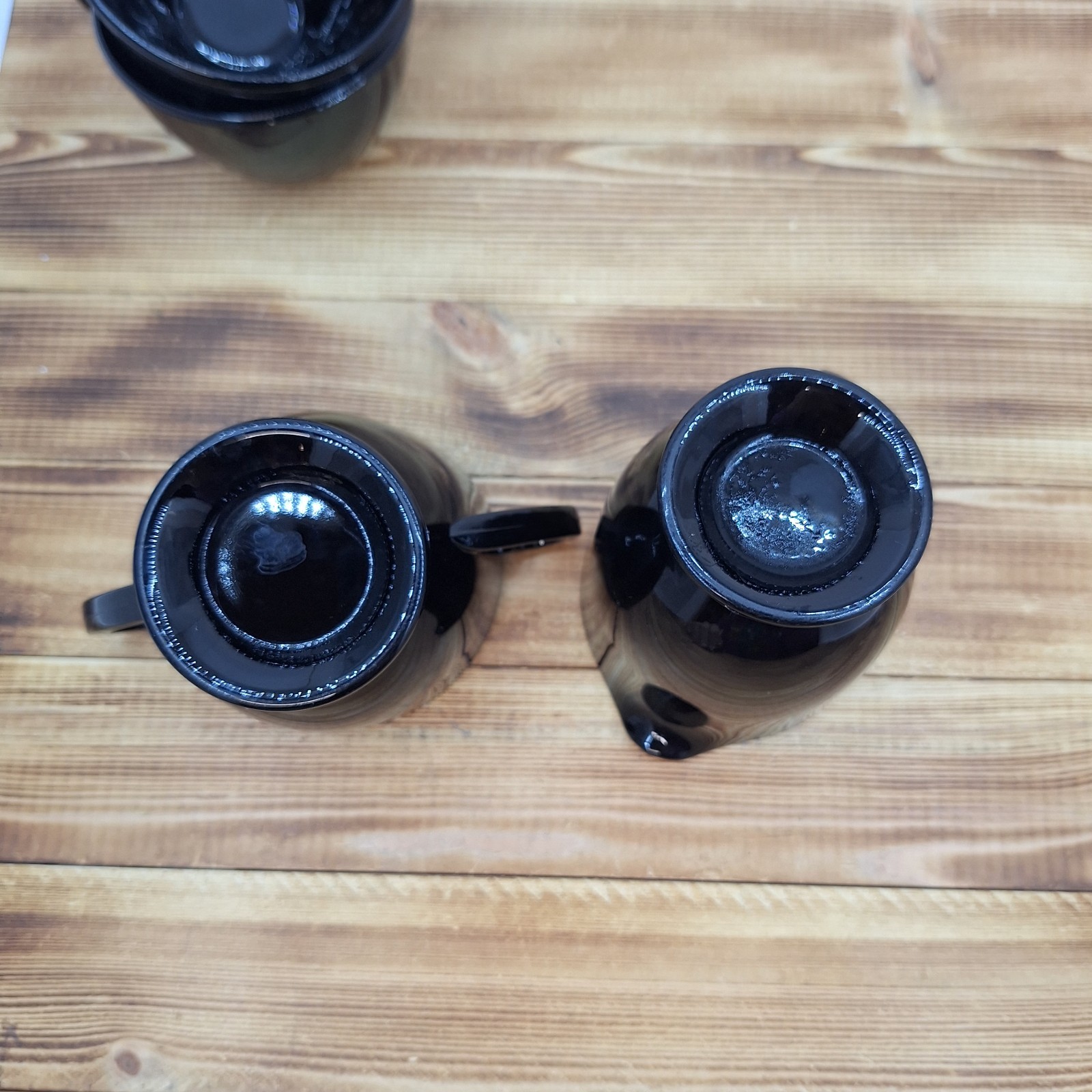Vintage Black Amethyst Open Sugar And Creamer Set W/ 2 Cups 4pc Lot