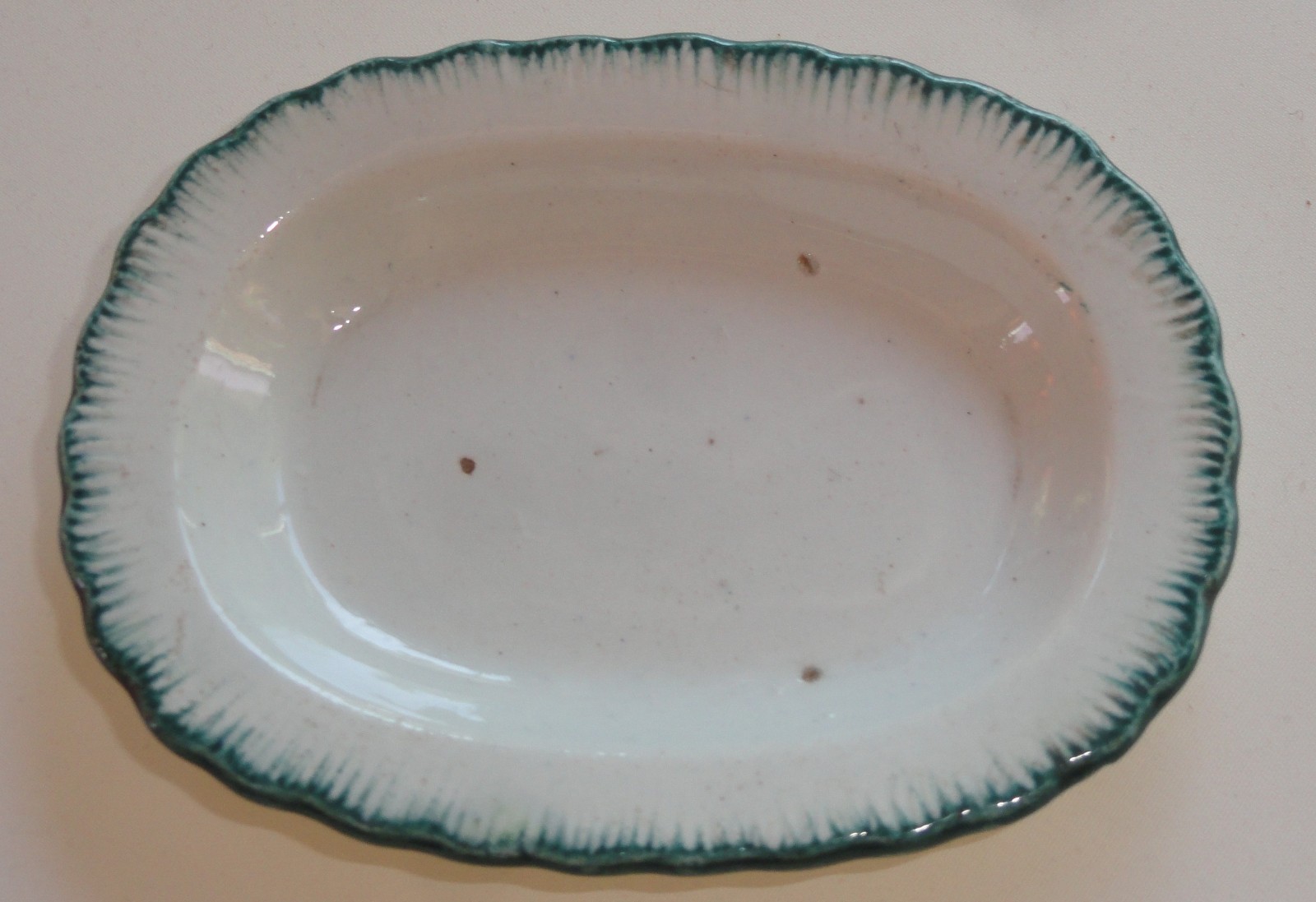 Green Feather Edge Shell Edged Pearlware Toy Platter Davenport c 1825