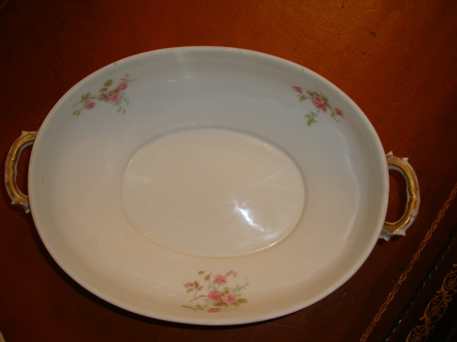 Haviland Limoges France Lidded Tureen Casserole Dish, Floral Pink Roses & Gold
