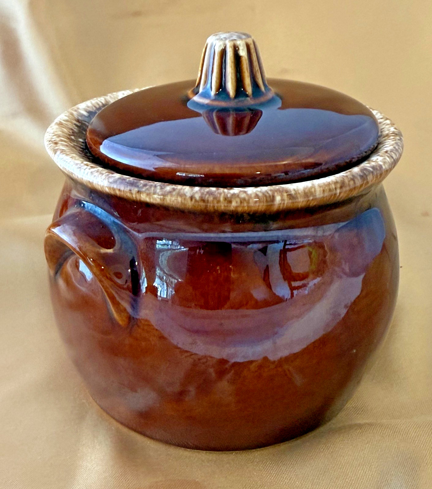 Hull Pottery Brown Drip Glaze Sugar Bowl With Lid USA Vintage – Vintage Pottery