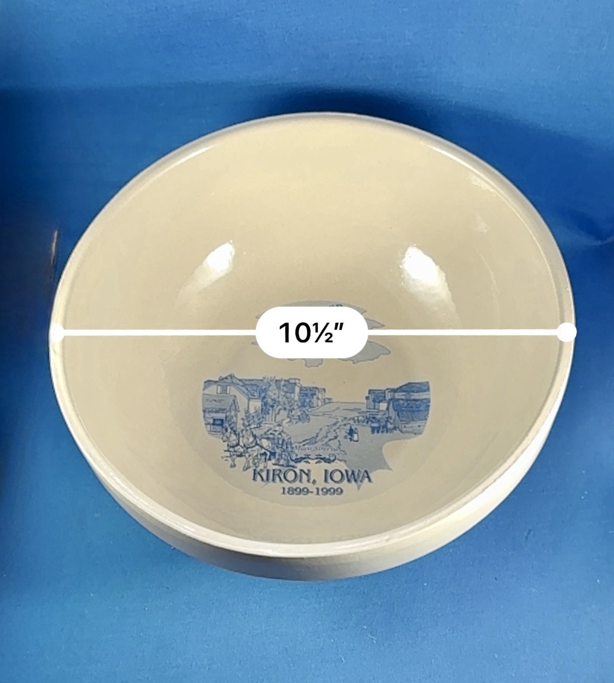 Vintage Dart, Inc. Friendship Stoneware Bowl Kiron Iowa Centennial 1899–1999 10”