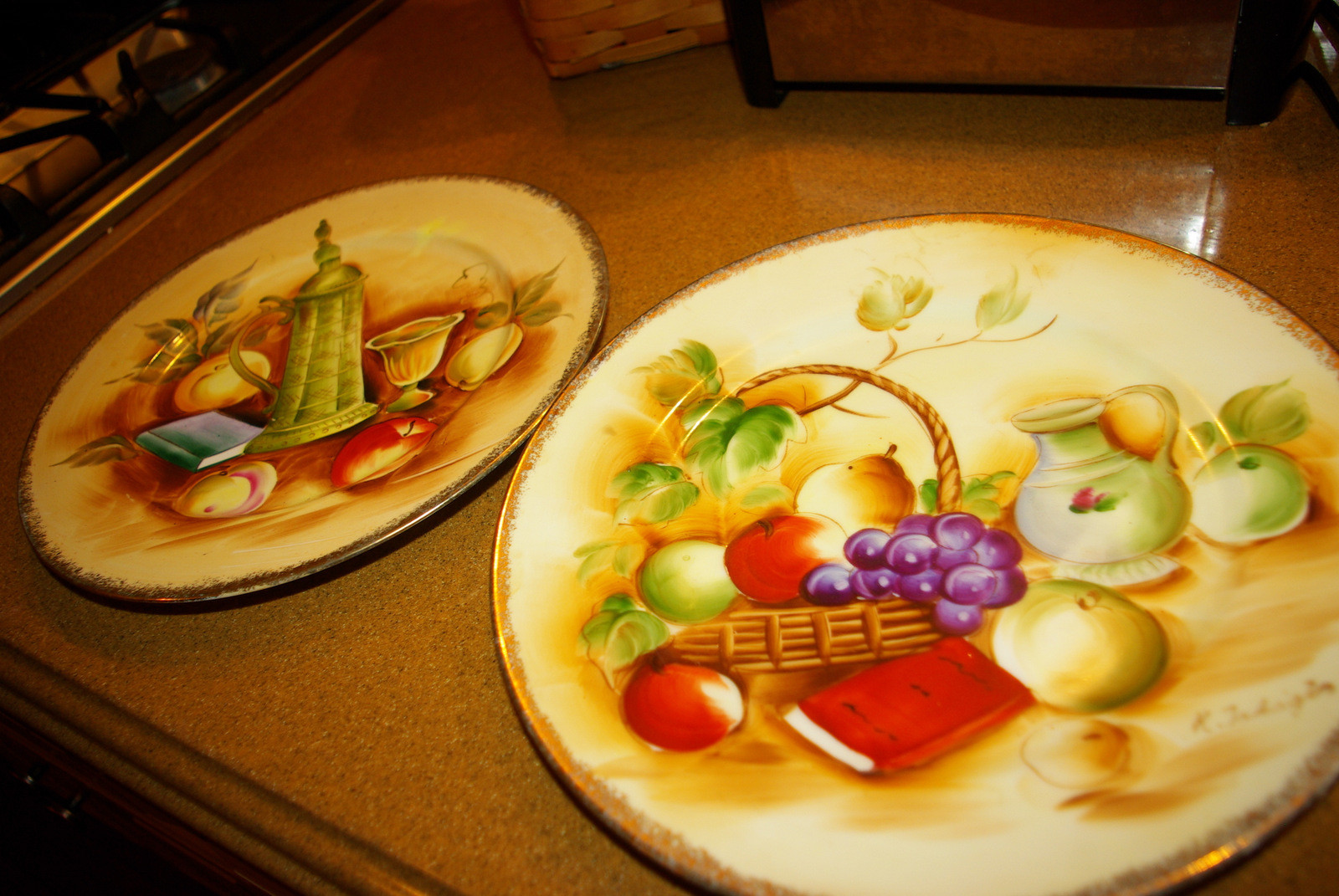 Porcelian Hand Painted Fruit Wall Decor Plates signed J Nagasaki