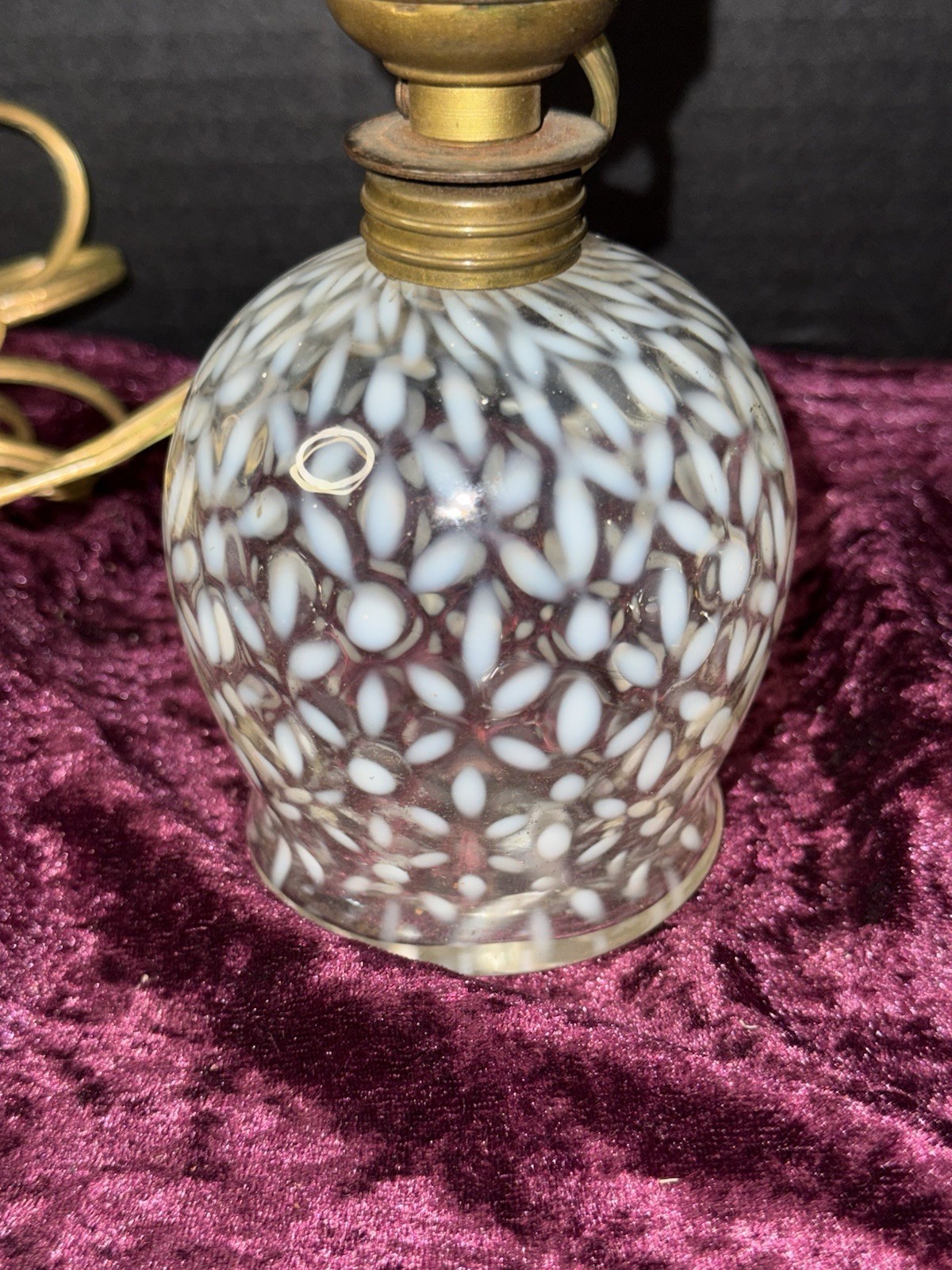 antique Victorian Hobbs Glass Lamp Snowflake Clear Converted Oil 1890s