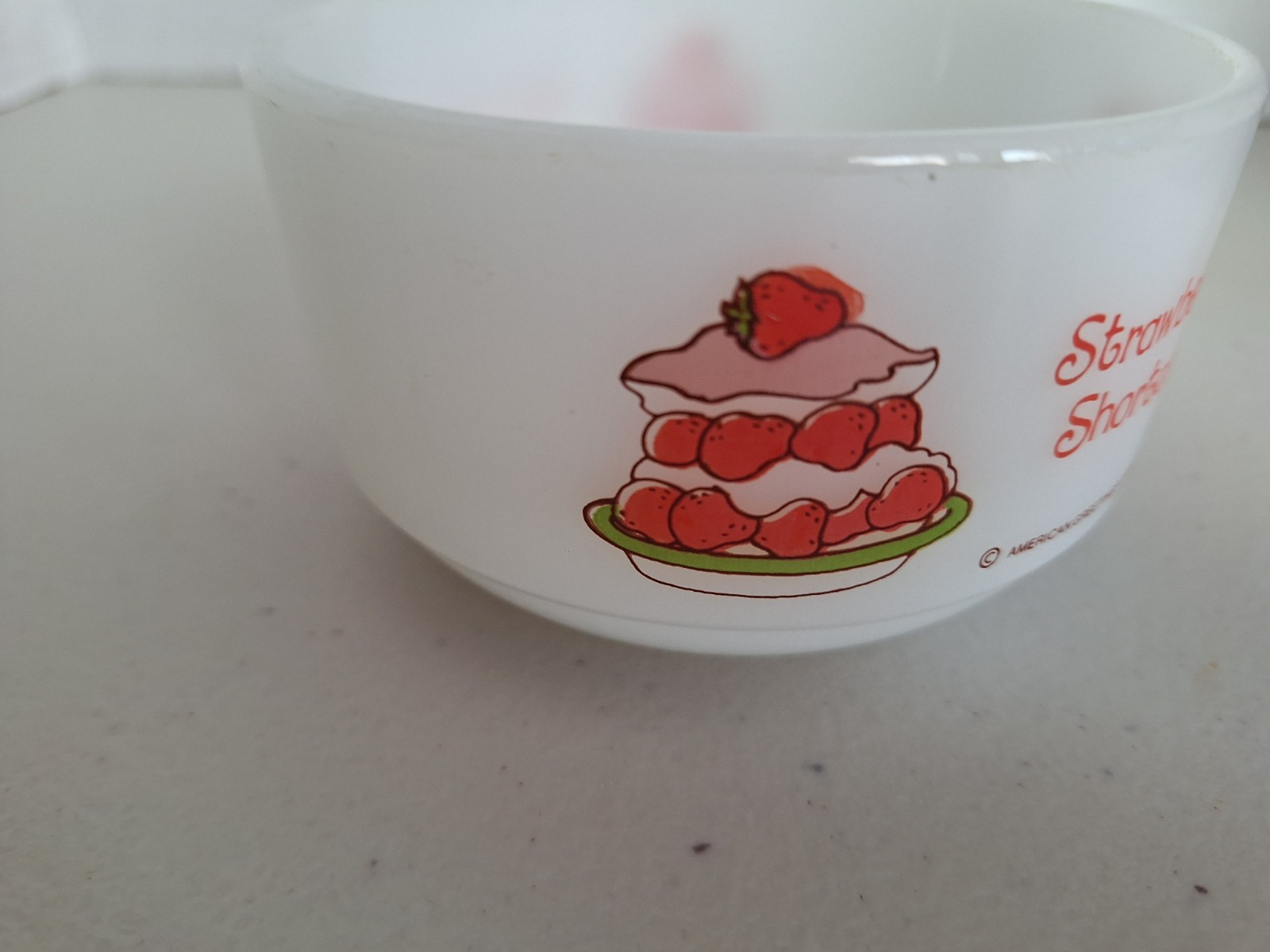 Anchor Hocking Strawberry Shortcake Milk Glass Bowl Vintage