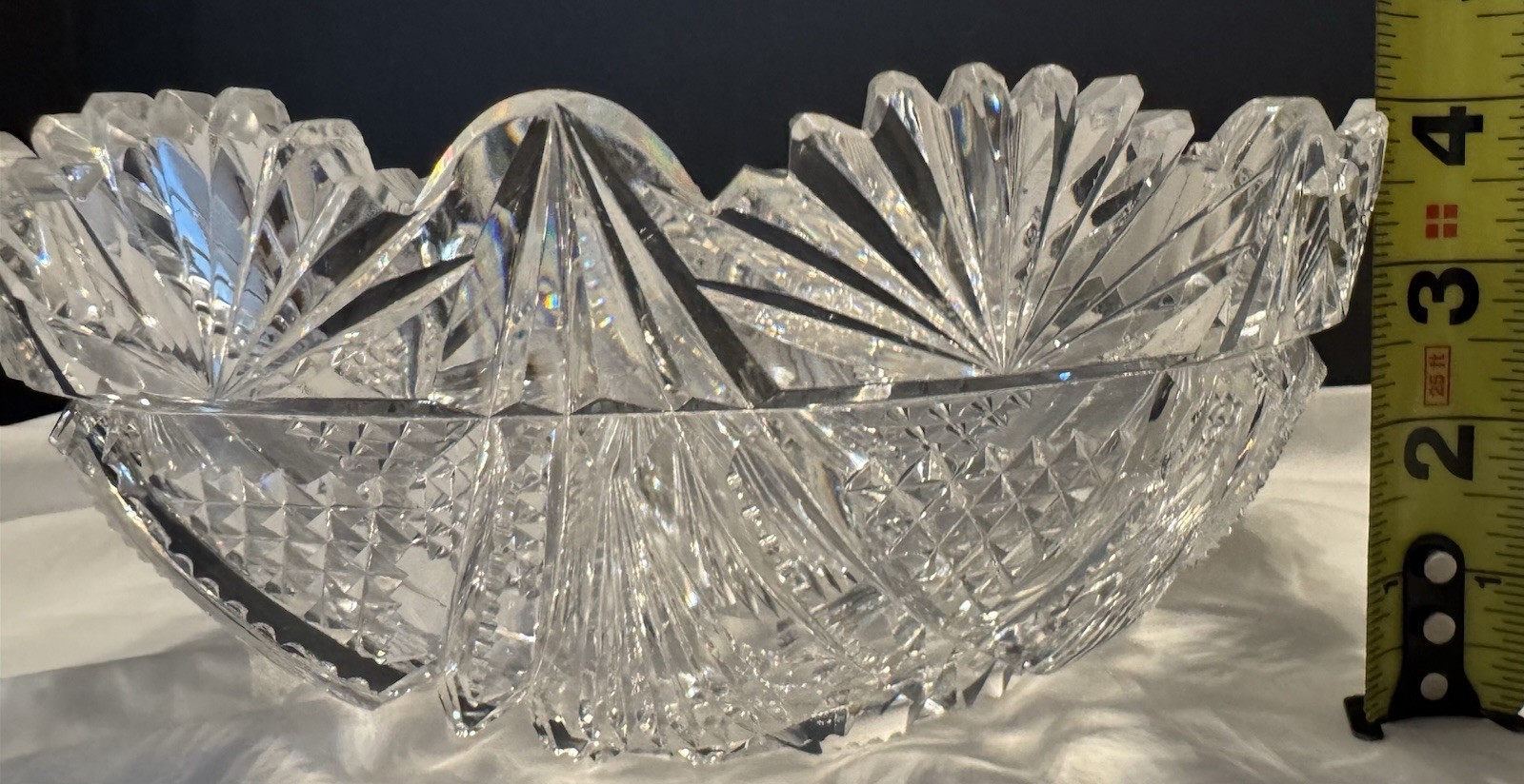 9” American Brilliant Period Crystal Glass Cut Bowl