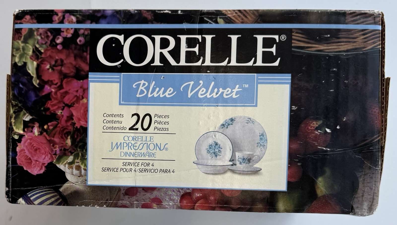 Corelle By Corning Blue Velvet Dinnerware 20-Piece Set Service For 4