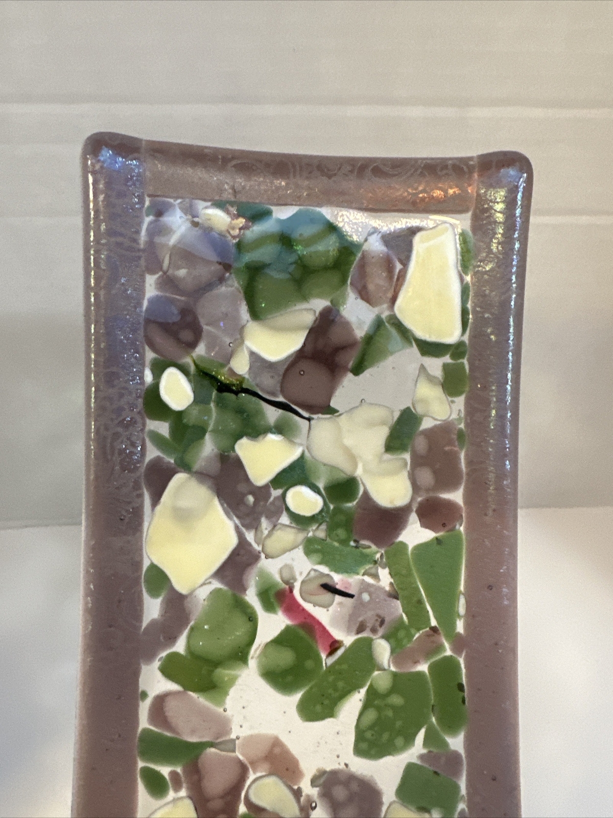 Fused Dichroic Studio Art Glass Trinket Dish Contemporary Signed 11.5”