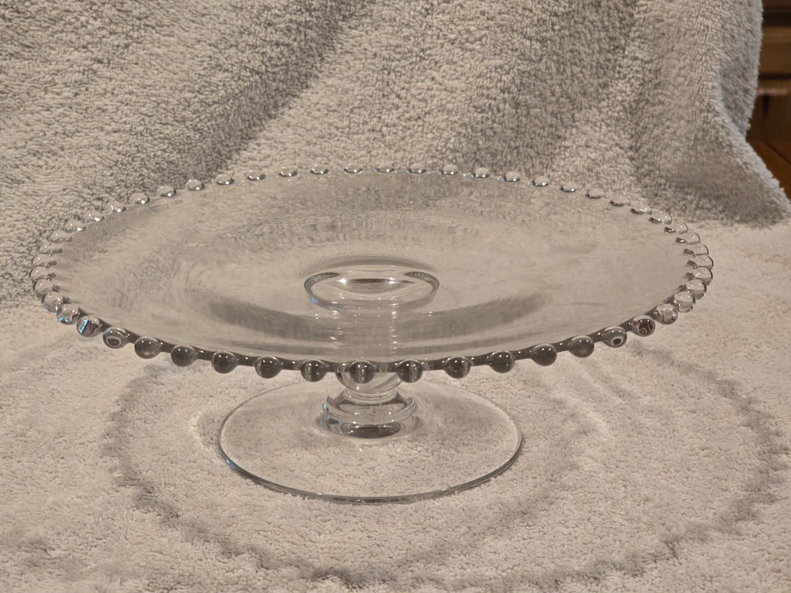 Vtg Imperial Glass Candlewick Pedestal Cake Stand Clear 10.25″ Mint No Chips