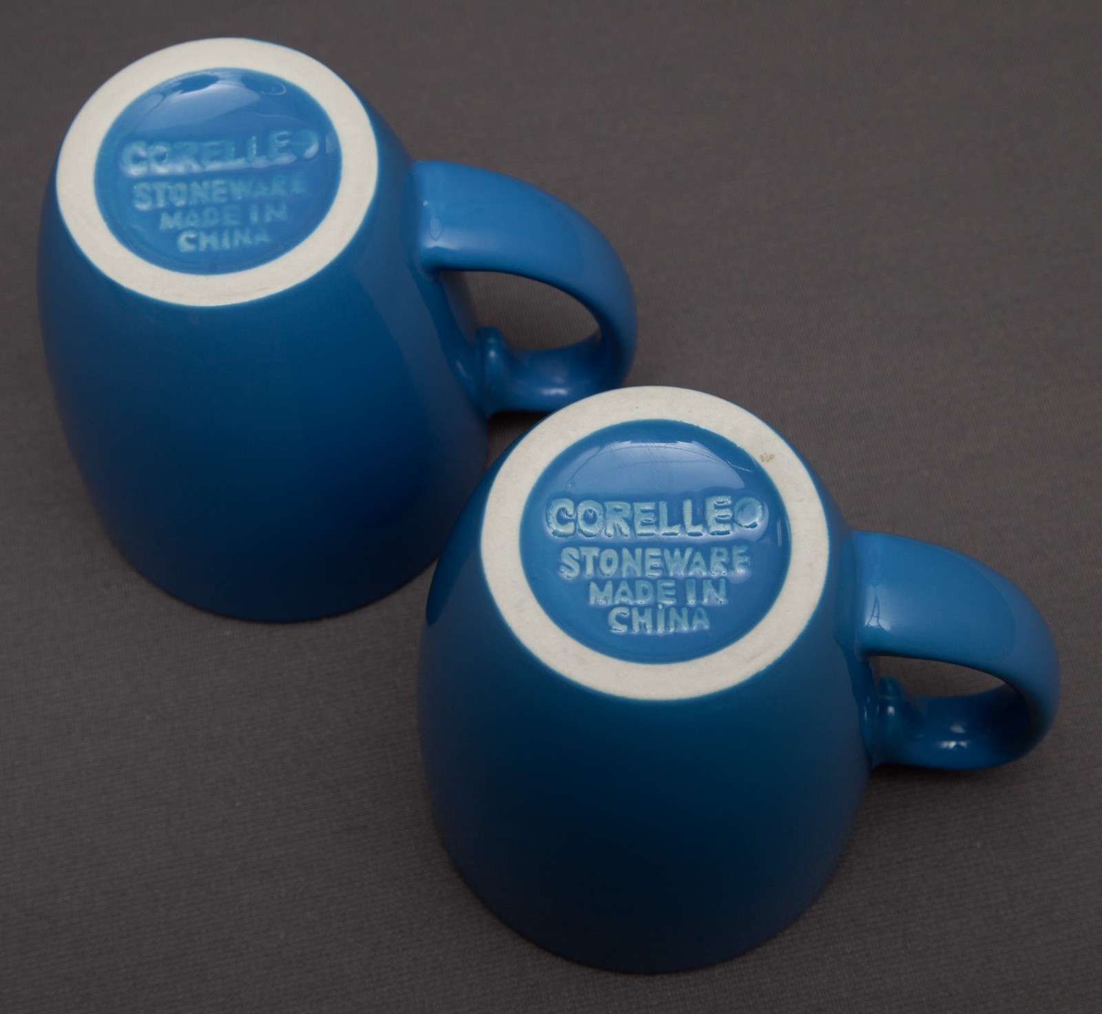 Corelle Stoneware Blue Coffee Mugs / Tea Cups Set of 2