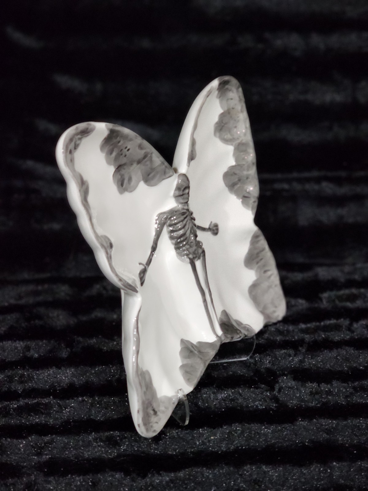 Halloween Butterfly Shaped Skeleton Plates Goth Decor 4pc 10.5″ Maxcera Gothic