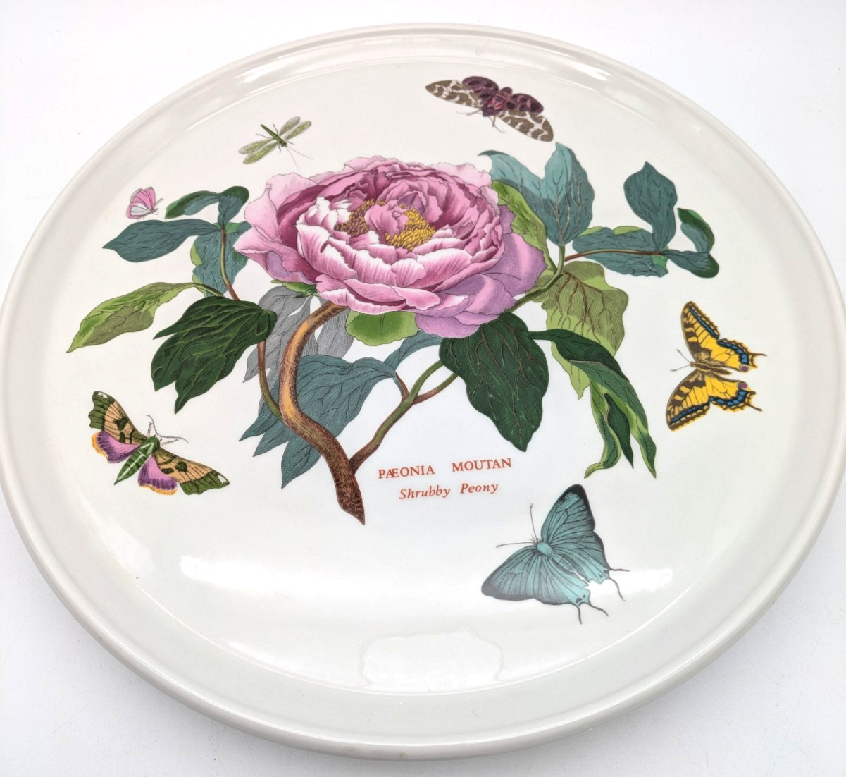 Port Meirion Cake Platter 12″ Round Botanical Garden Peony Butterflies