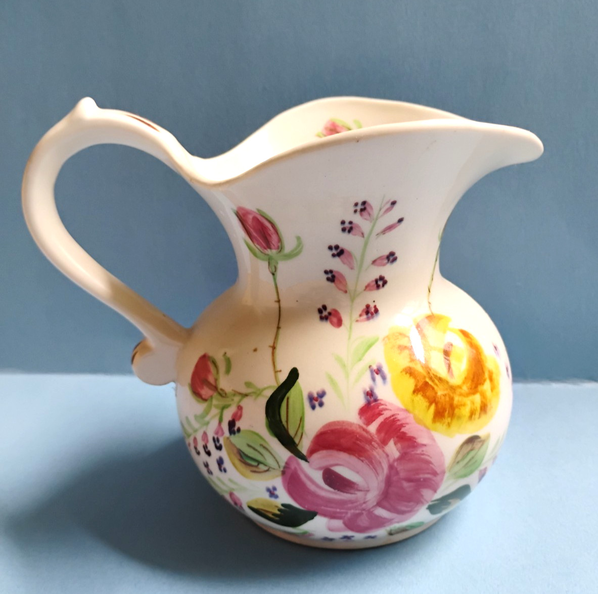 Beautiful Vintage Blue Ridge Southern Pottries Pitcher / Vase Sally Ida Rose