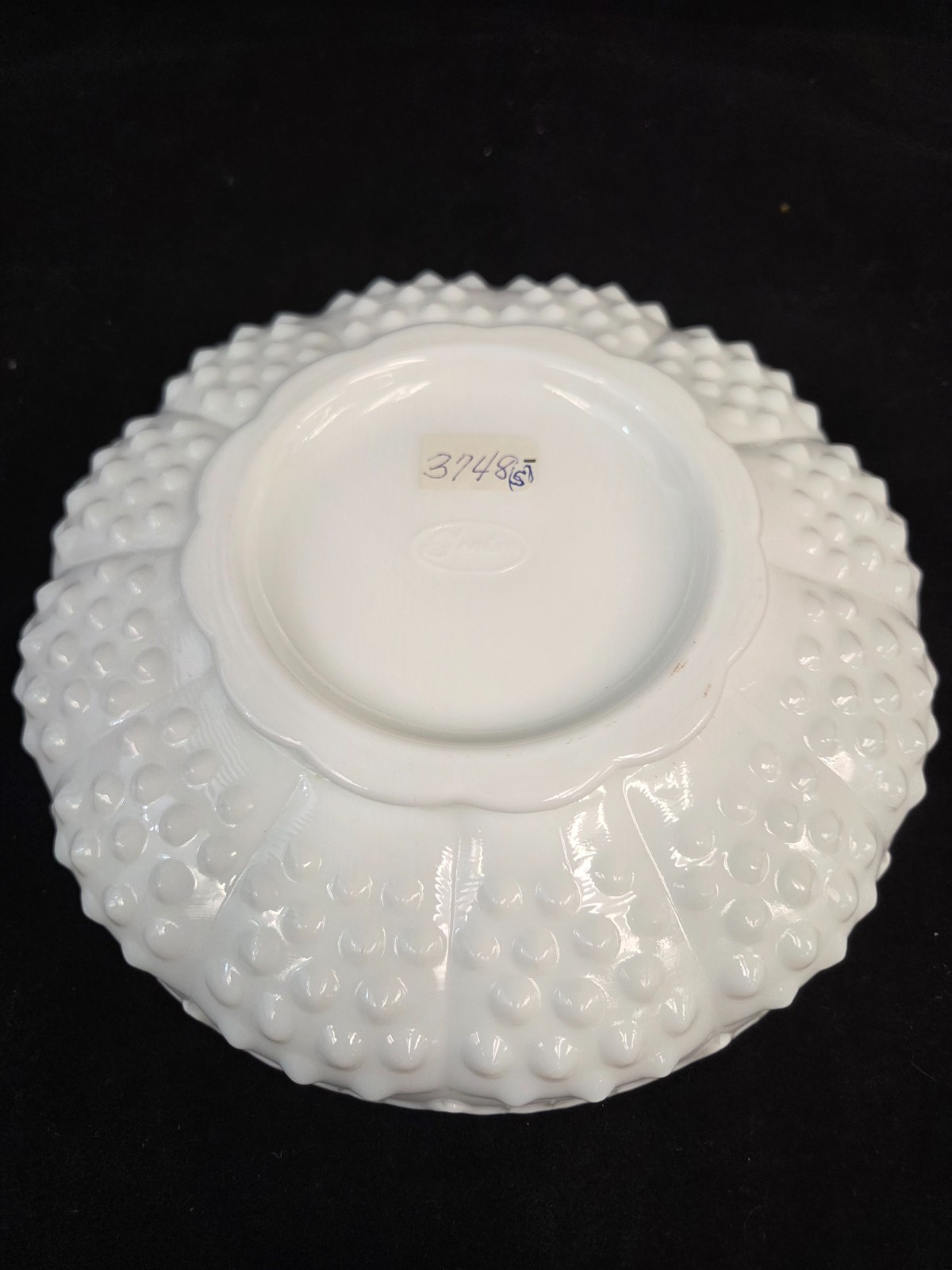 VTG Fenton White Milk Glass Hobnail 9 1/2″ Chip ‘N Dip/Candle Bowl #3748
