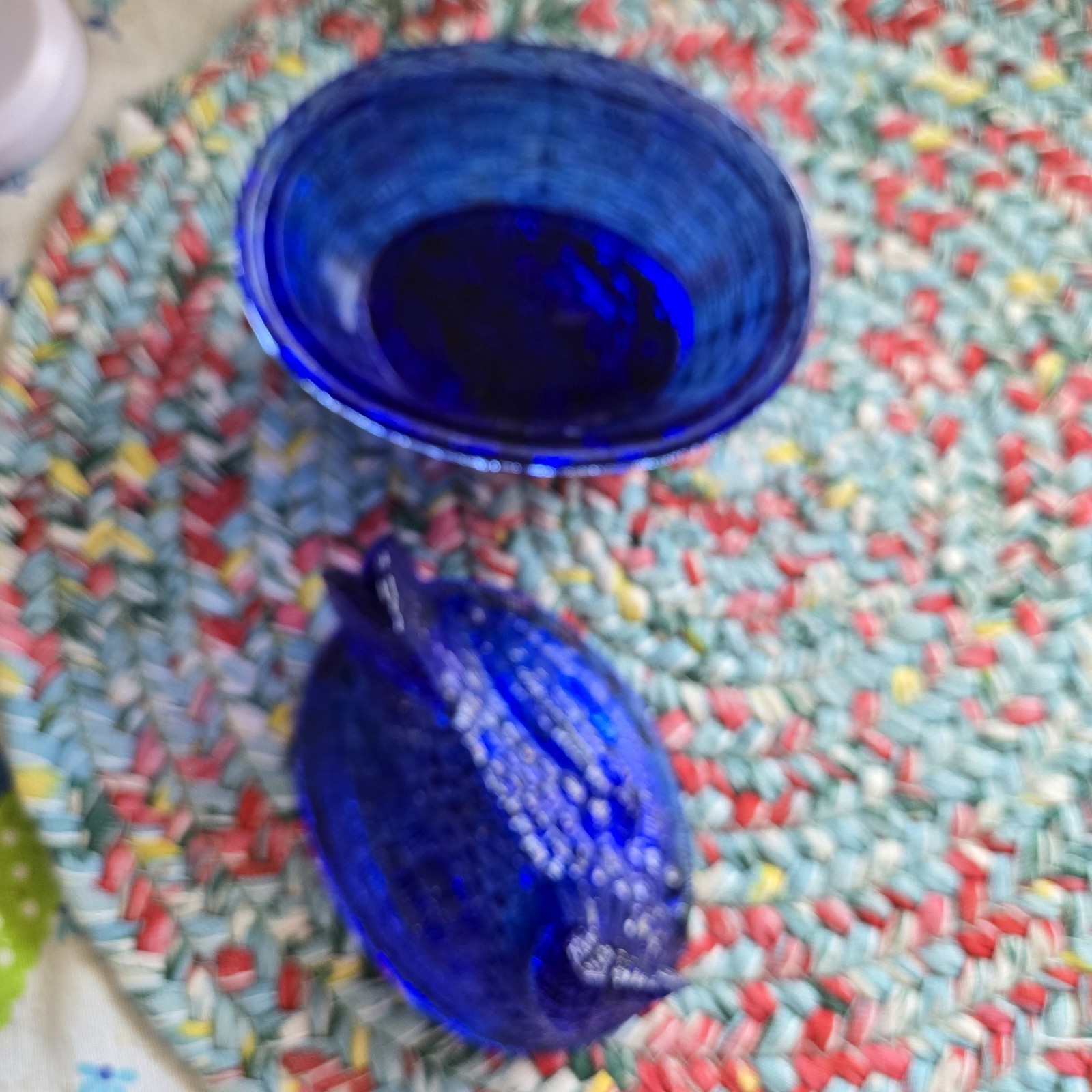 Hen on Nest Chicken Cobalt Blue Glass Style Dish 6 In Cottage Core Grandma Core