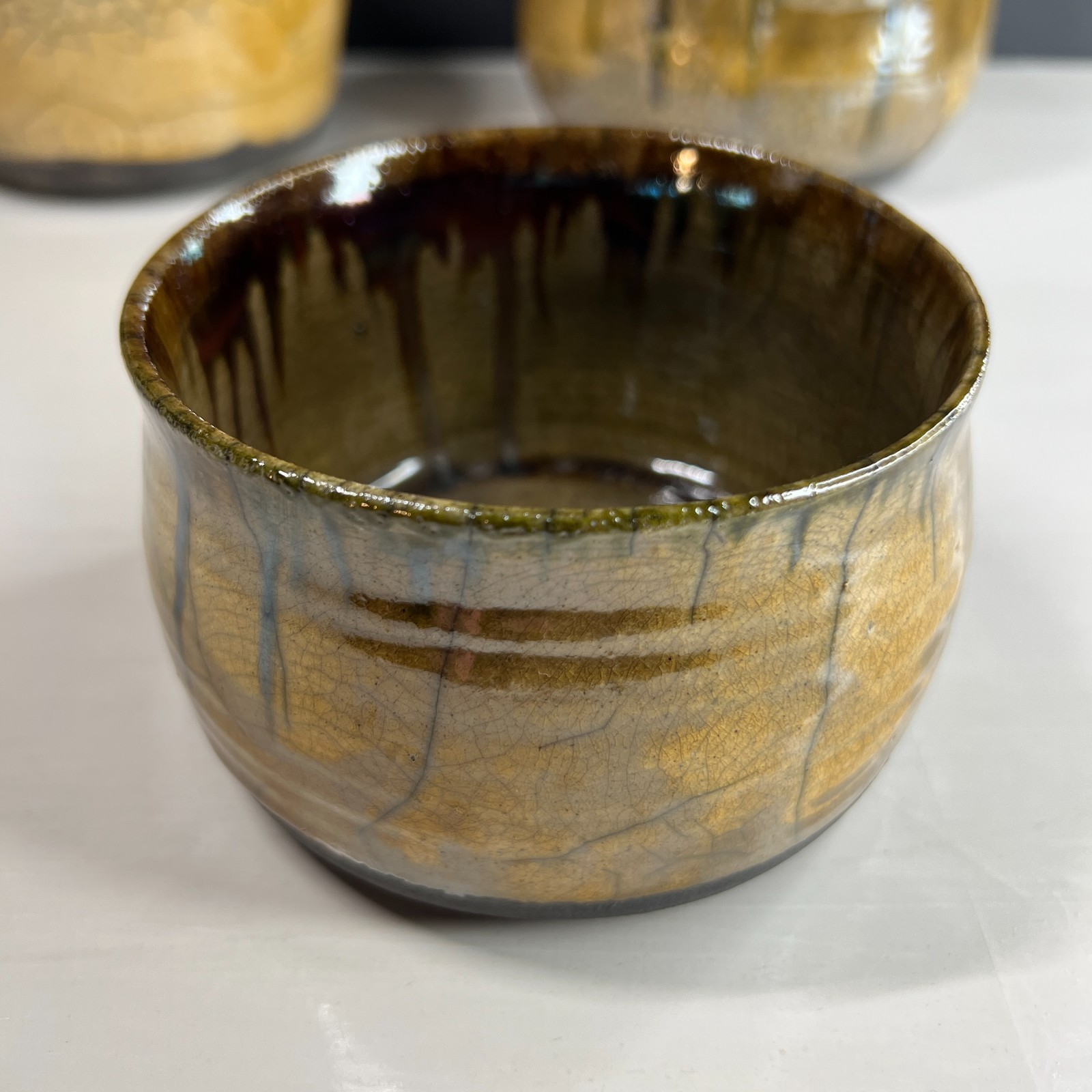 Handmade Studio Pottery Bowl Set 3 Signed Alyce Drip Glaze Ceramic