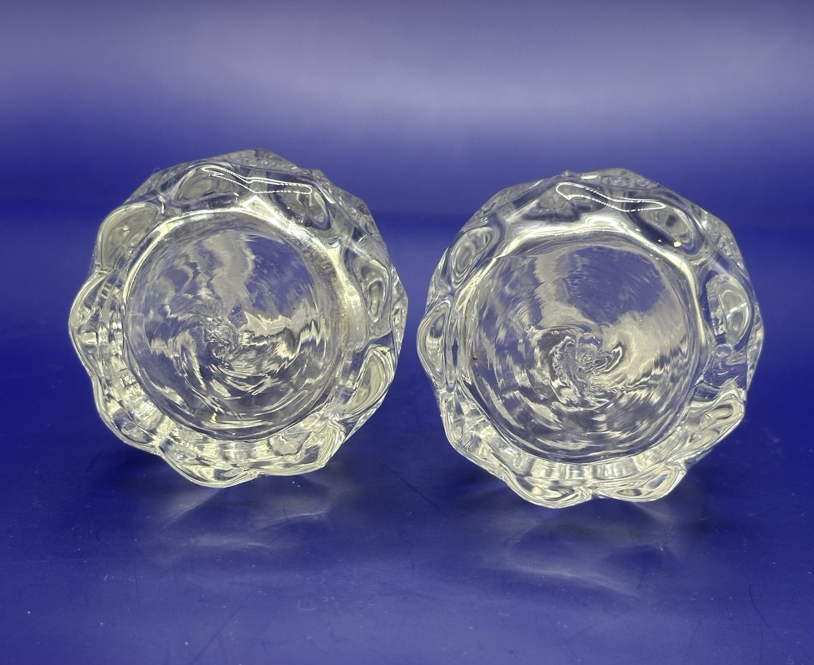 1 Set Of Fostoria American Clear 7 Piece Cloverleaf Condiment Set Used- Read-