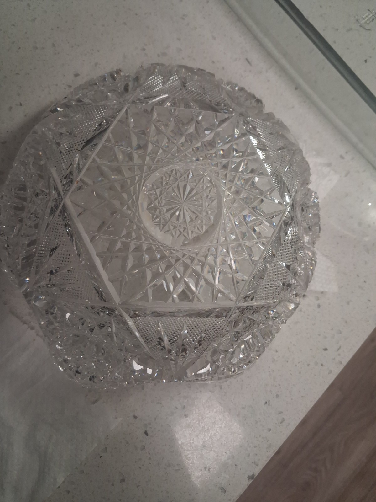 9″ BOWL American Brilliant Cut Glass Crystal Corinthian Hobstars! 1131
