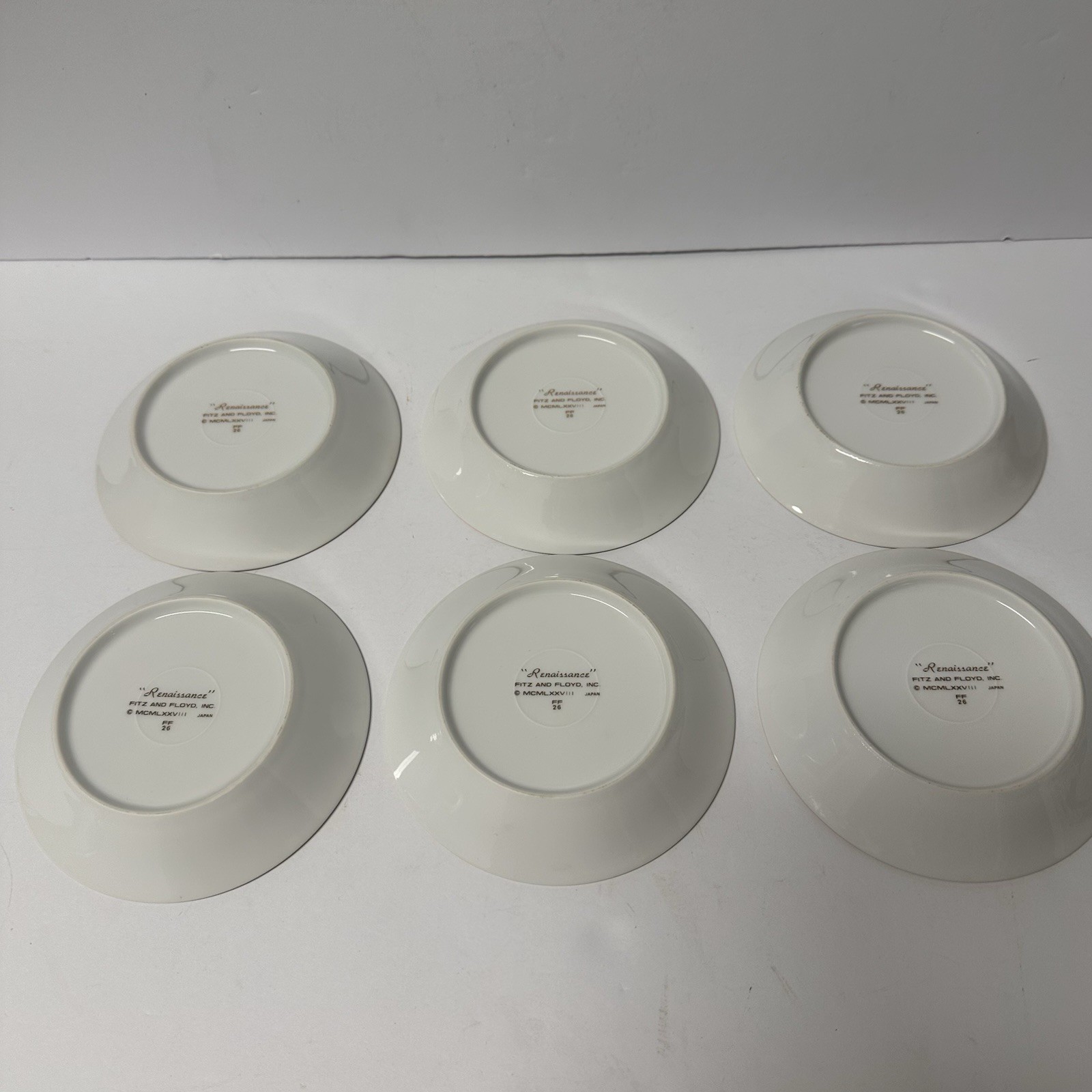 Fitz and Floyd Renaissance Set of 4 Fruit Bowls Dark Green Porcelain 1978 5.5″