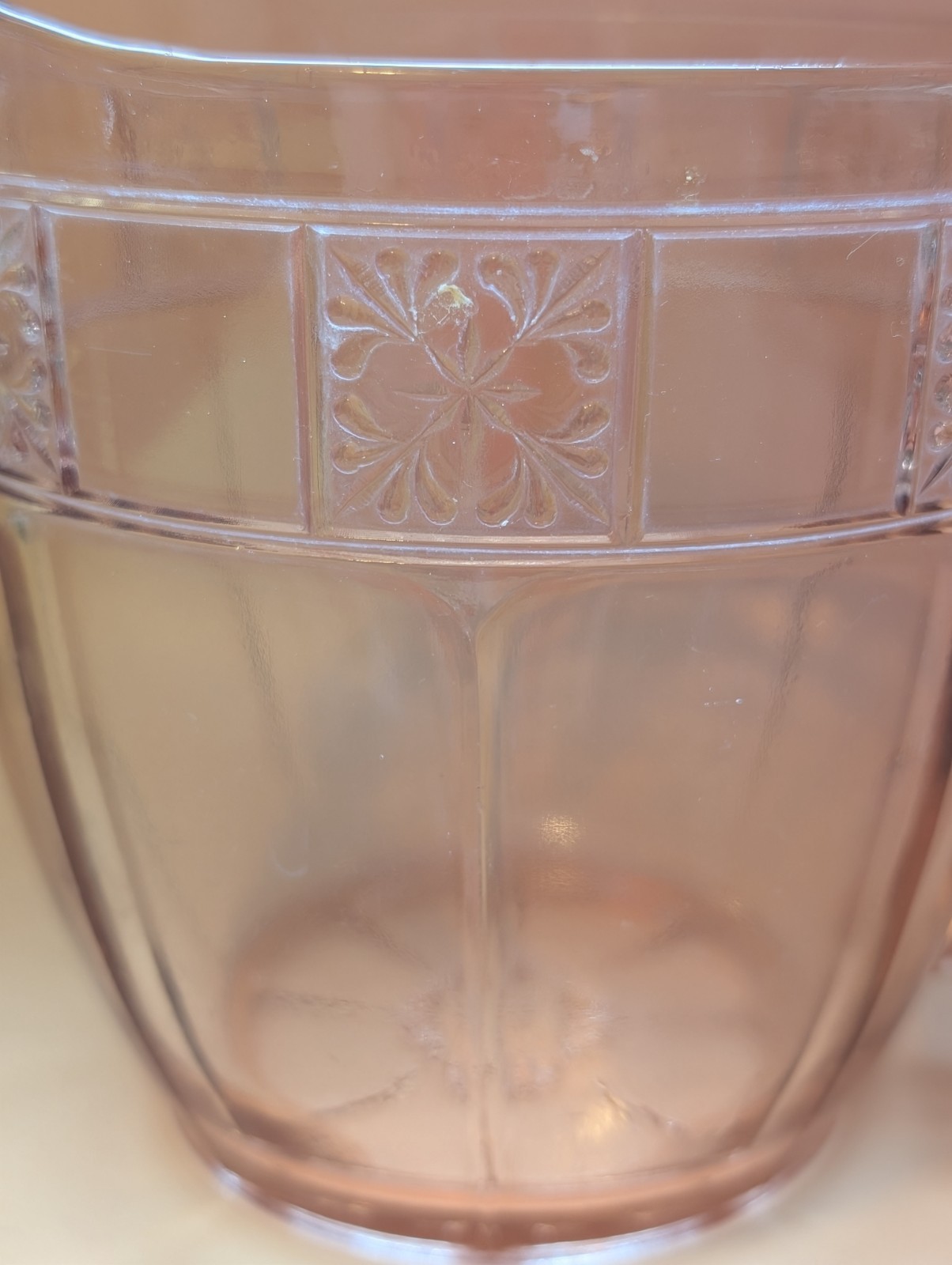 Jeannette Doric Pink Depression Glass Pitcher Vintage 1930s Snowflake