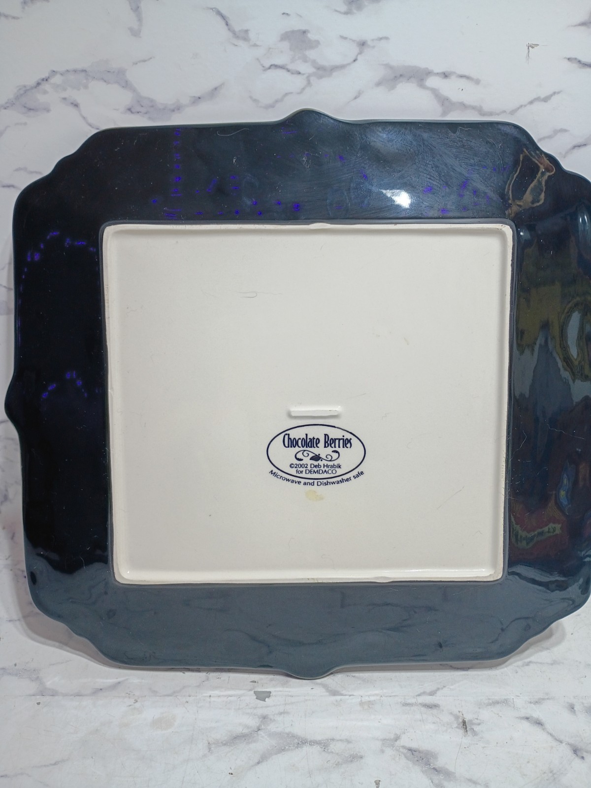DEMDACO Chocolate Berries 2002 Deb Hrabik Large Square Serving Plate Platter…