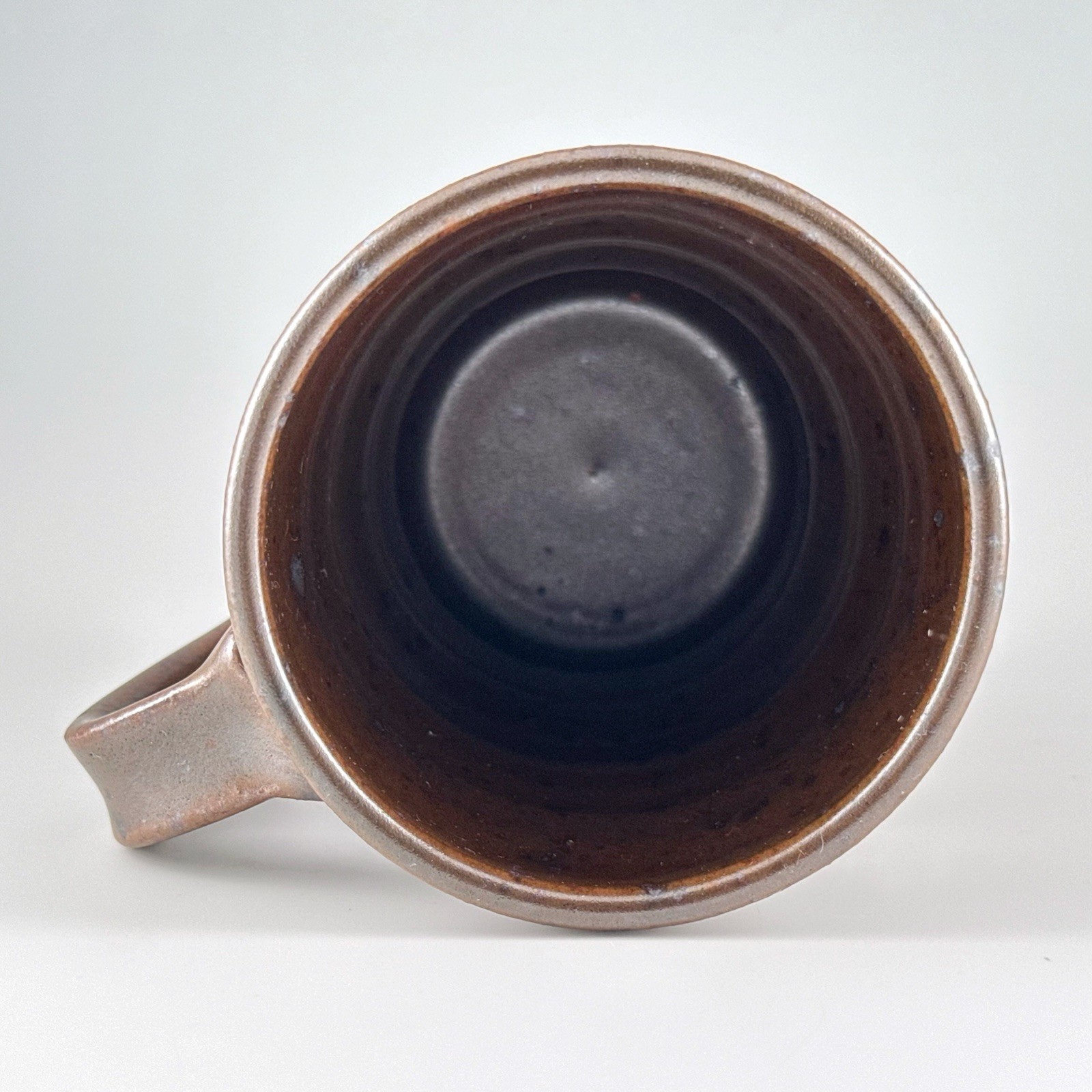 Vtg McP Stoneware Pottery Mug, 16oz Ceramic Coffee Cup Iron Oxide Metallic Brown