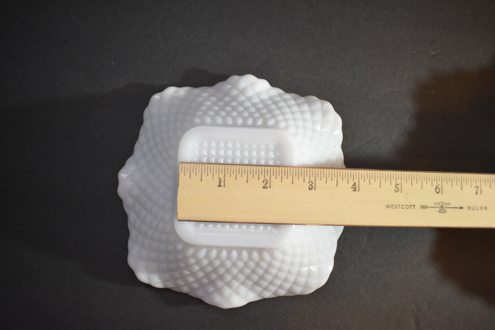 Milk Glass Candy/Trinket Dishes Diamond Pattern Matched Set of 2 Square 4”