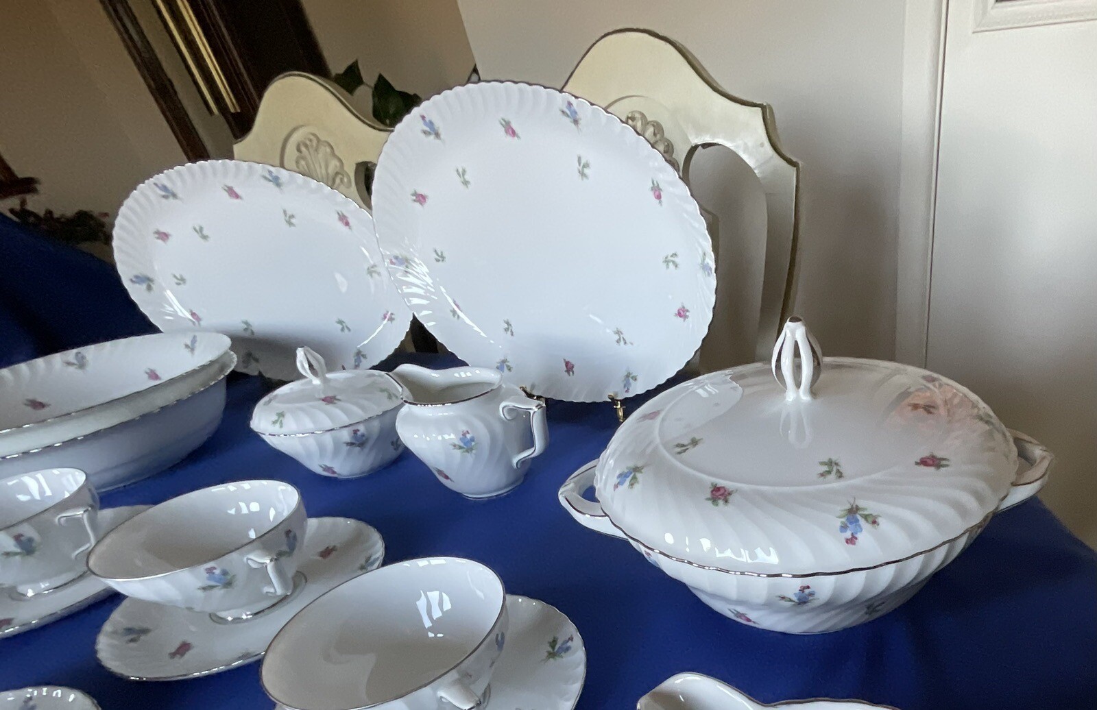 Royal Tettau 1794 Germany “Dresden Flowers” 7 Pieces, 8 Place Setting + Serving