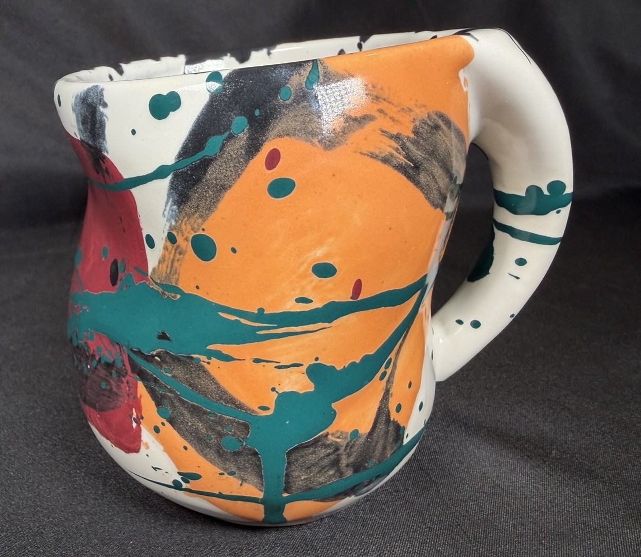 RARE CHARLES NALLE Studio Art Pottery Mug ABSTRACT Contemporary Splatter Multi