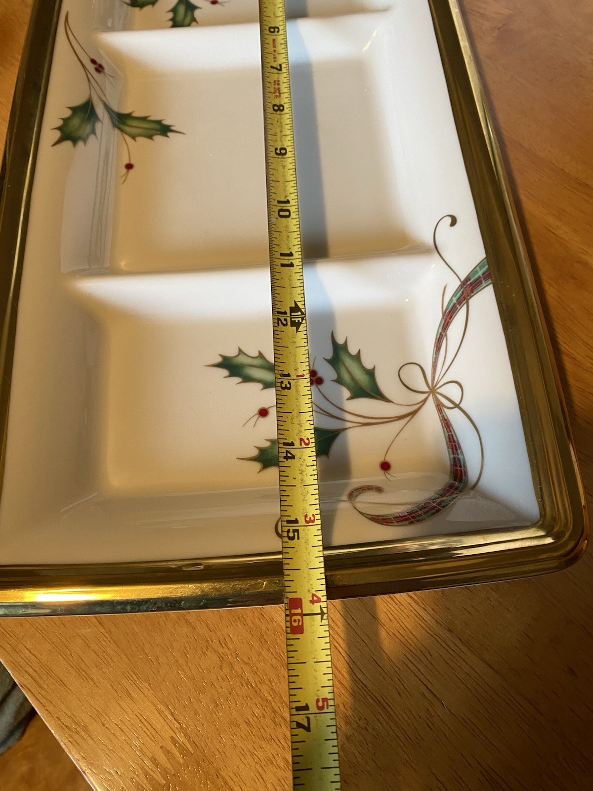 LENOX HOLIDAY NOUVEAU GOLD ONE DIVIDED APPETIZER TRAY/ PLATTER 16”