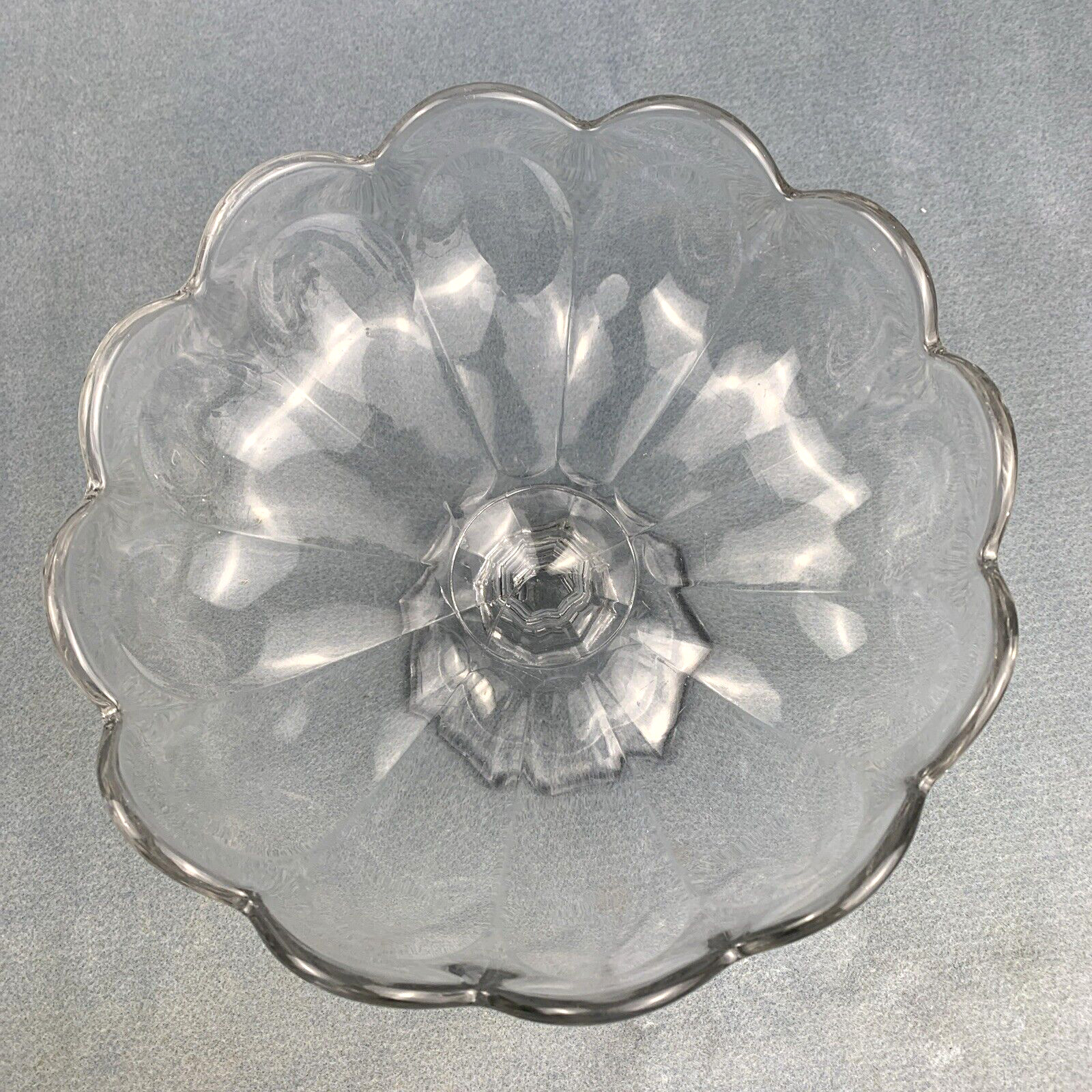 Heisey Signed Glass Priscilla Clear Paneled 8 1/4″ Round Compote 1905-1933 Used