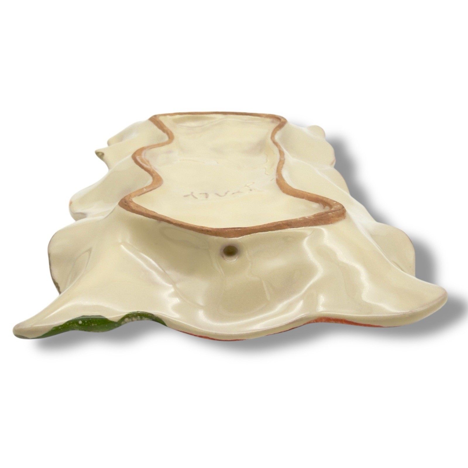 Vintage Italian Art Pottery Poppy Tray Textured Floral 3D Effect MCM Italy