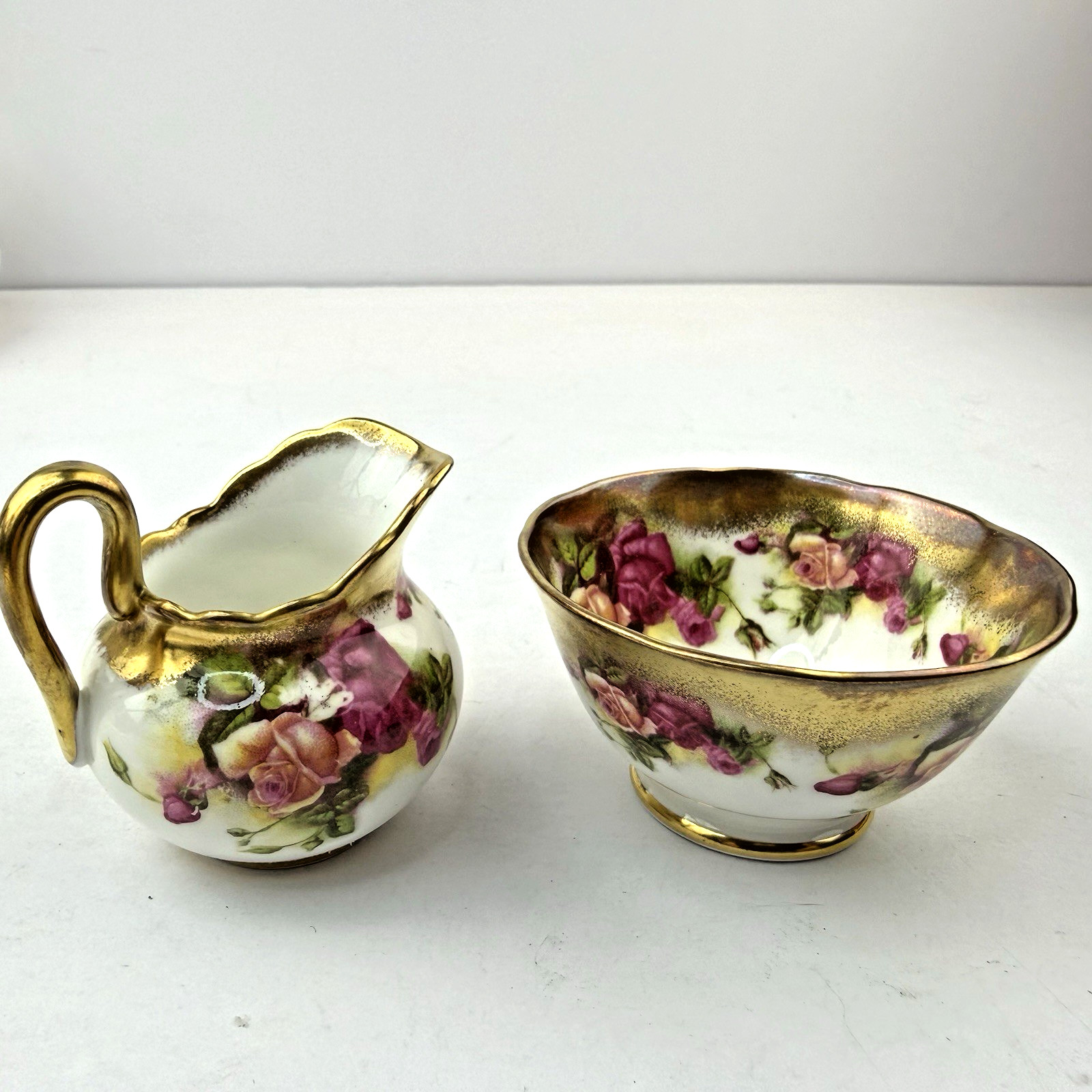 Golden Rose Royal Chelsea English Bone China Creamer And Sugar Bowl