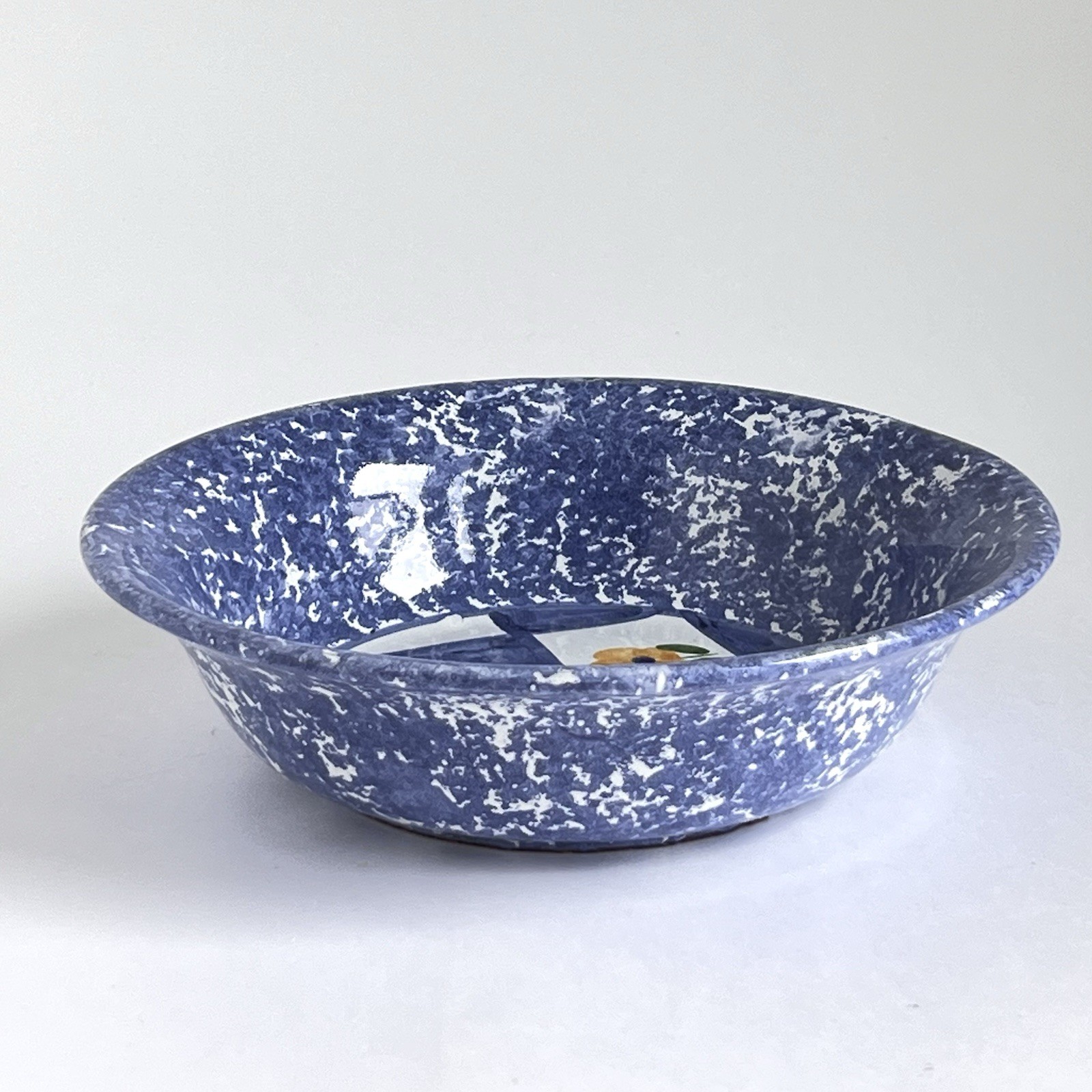 HIMARK Hand Painted Floral Sponge Ware Soup Cereal Bowl Portugal 2×7.5 Inch