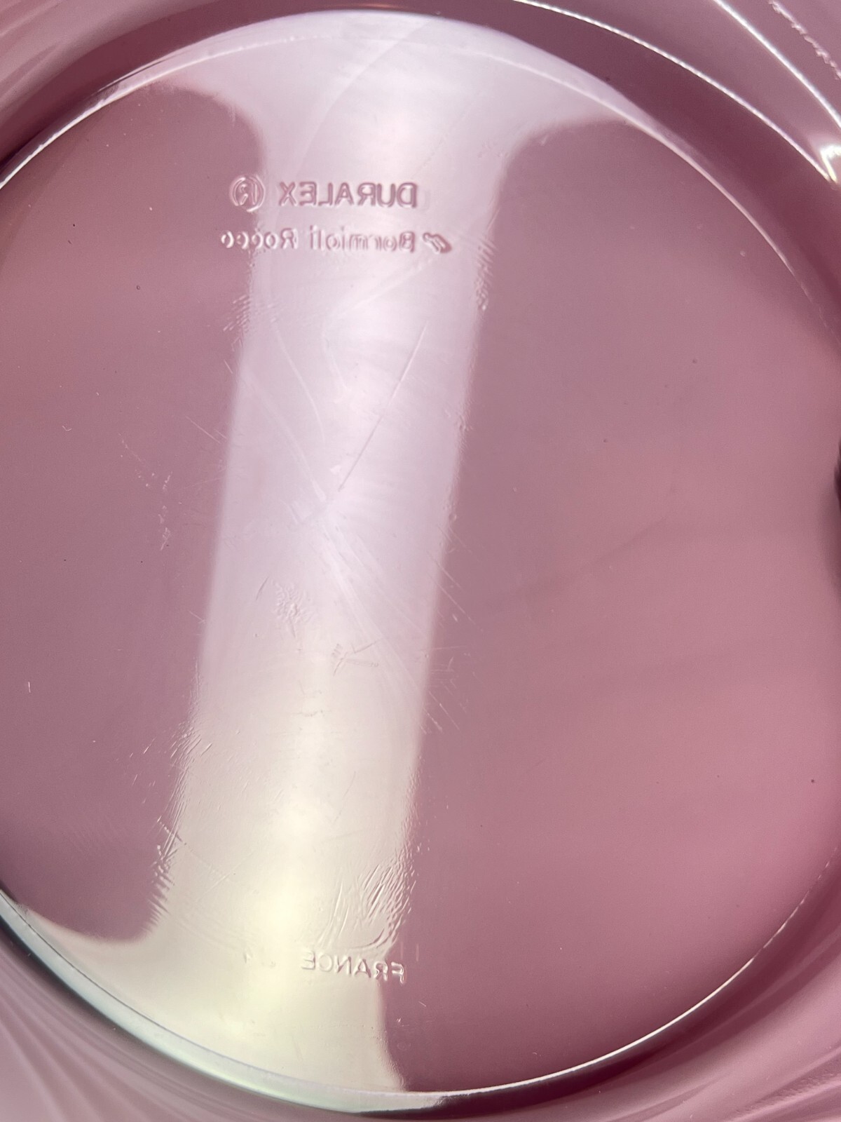 Set of 4 Bormioli Rocco Duralex Amethyst Purple Swirl Dinner Plates France 9″D