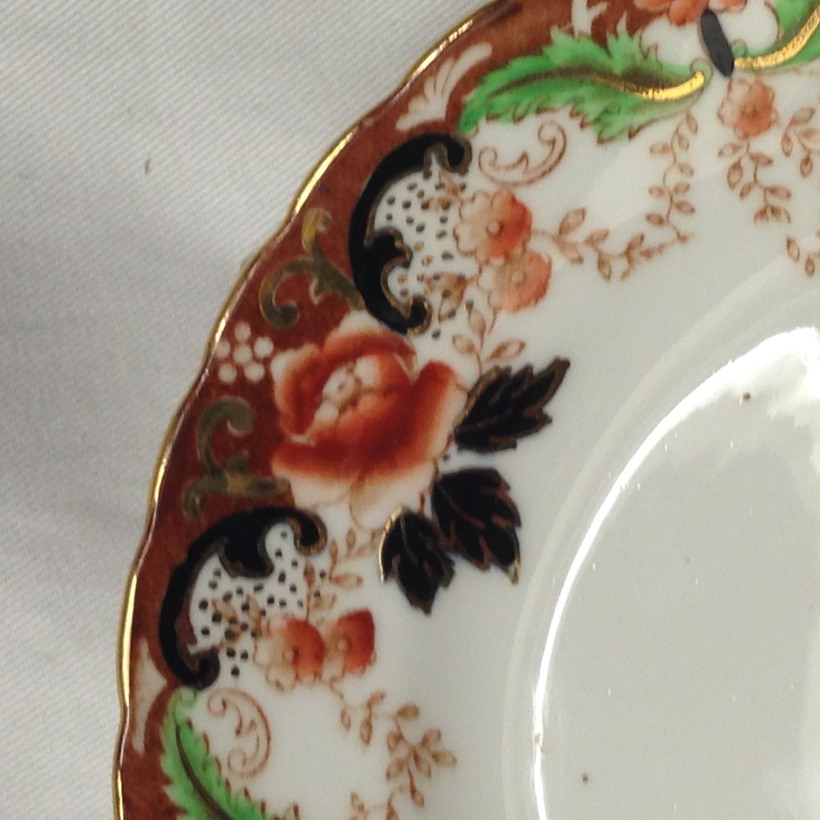 TUSCAN ENGLAND SALAD PLATE 6 7/8″ RUST FLORAL BLUE LEAVES GOLD