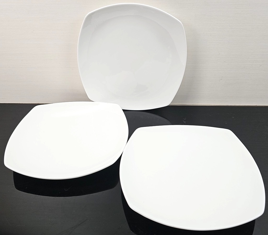 3 Churchill Recline Square Salad Plate Set White Elegant Serving Dining Dish Lot