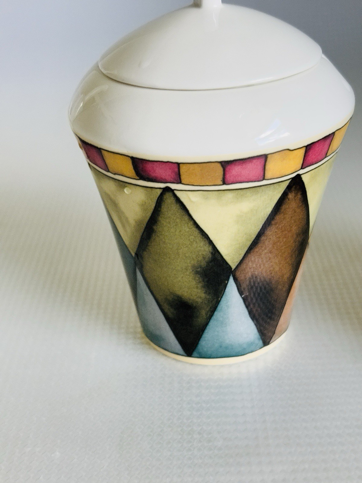 Sasaki Palazzo Creamer and Sugar Bowl Lid by Paula Zanger Multicolor Harlequin