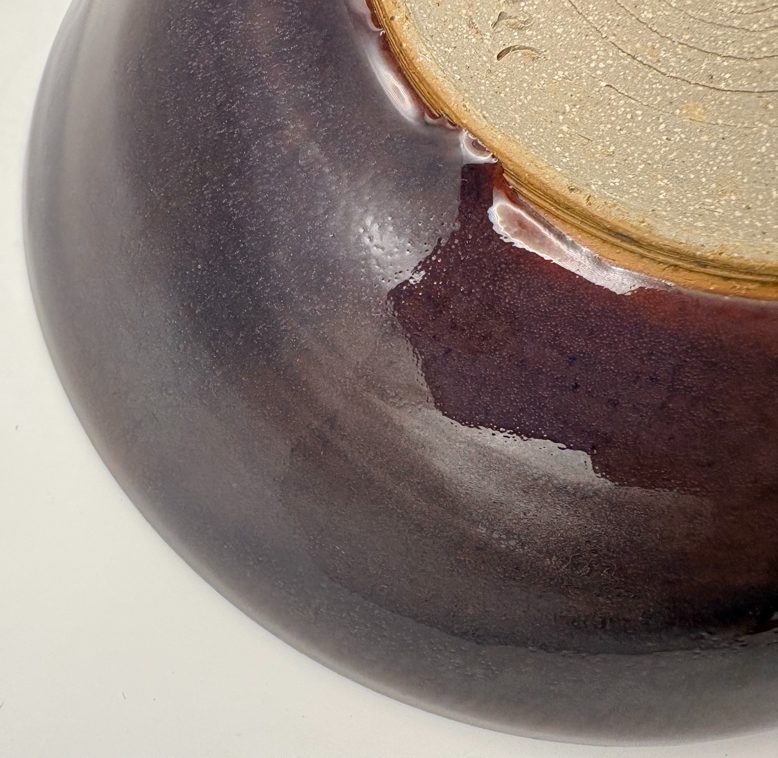 Studio Art Pottery Deep Purple Glazed Stoneware Bowl 8.75″ x 2.5″ Signed