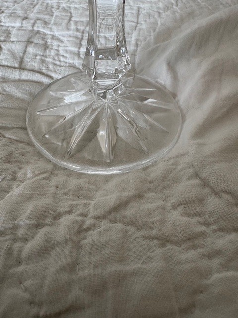 Vintage large crystal candy dish on glass pedestal. Approx 5 1/2 inches
