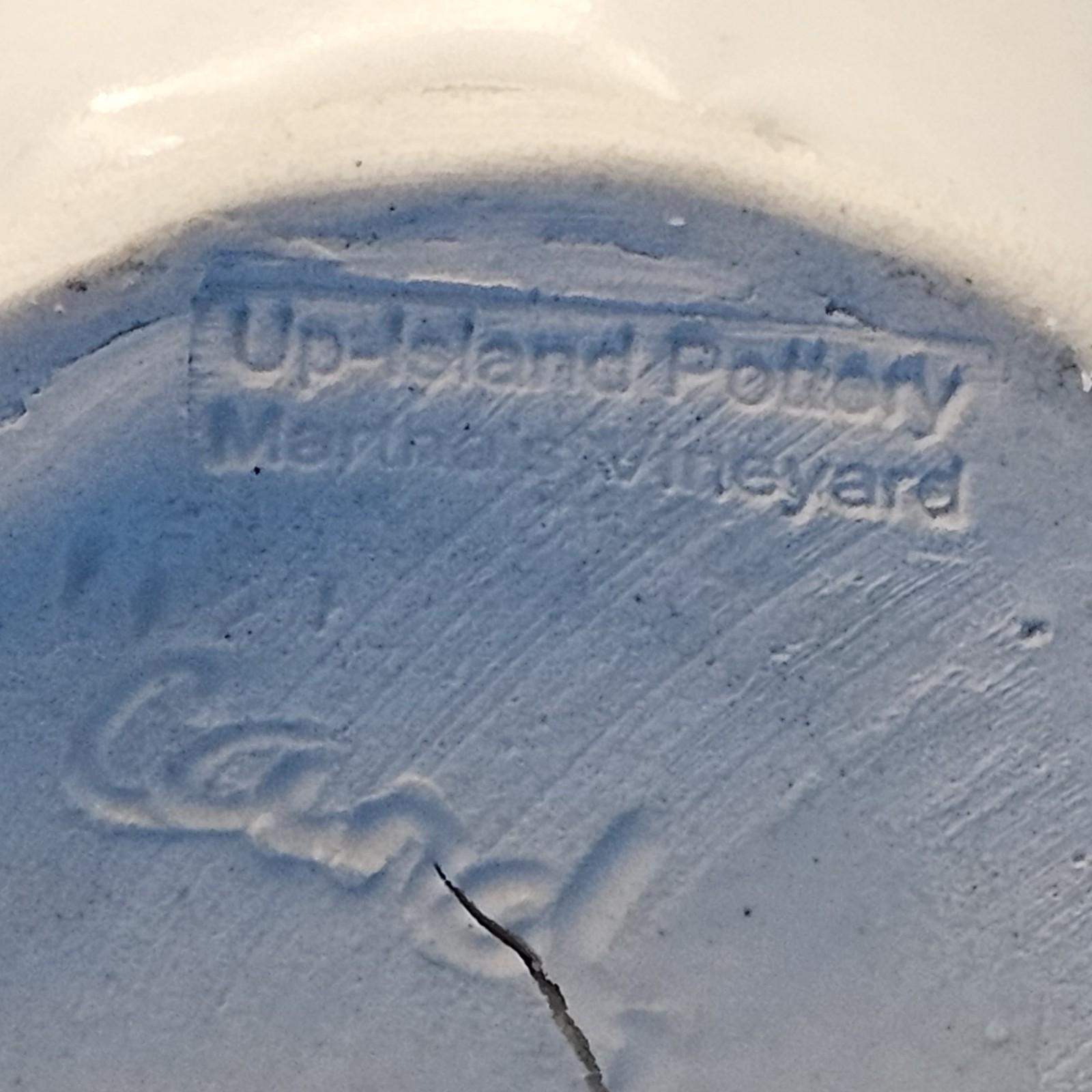Up-Island Pottery Candy Shweder Creamer Pitcher Blue & White Hydrangea Handmade