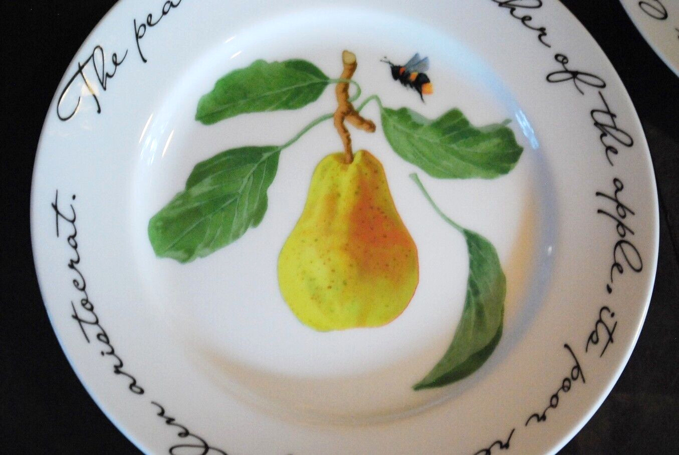Vintage Set 4 ORCHARD SUITE Williams Sonoma Dessert Plates FRUIT/POETRY 7 7/8″