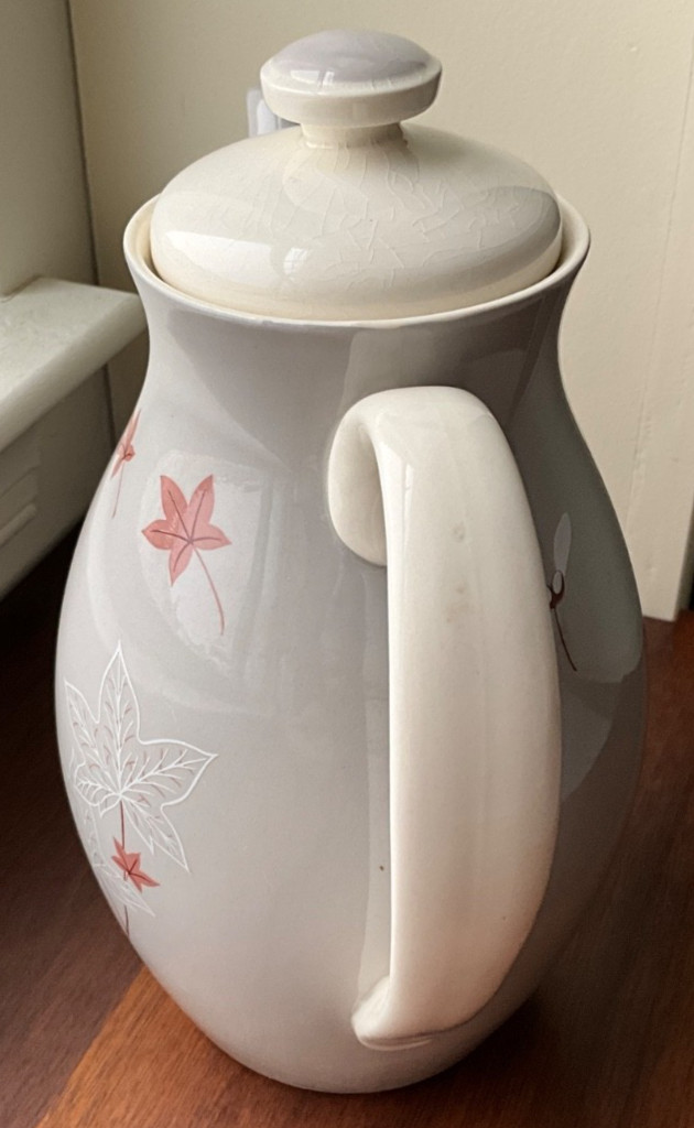 Royal Doulton Angel Wings Coffee Pot-Brown & White Design On Gray Body 1955-1963