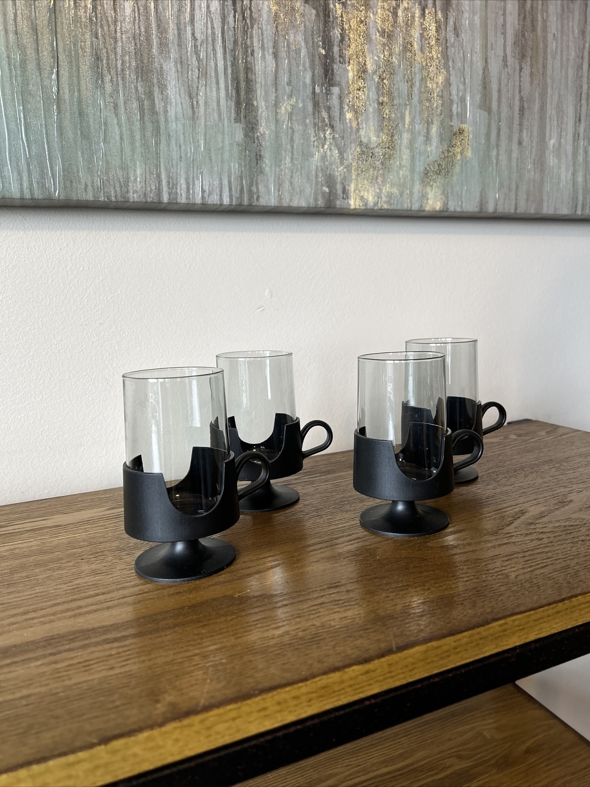 Vintage Corning Ware MCM glass-snap coffee stemless wine cups hot/cold set of 4