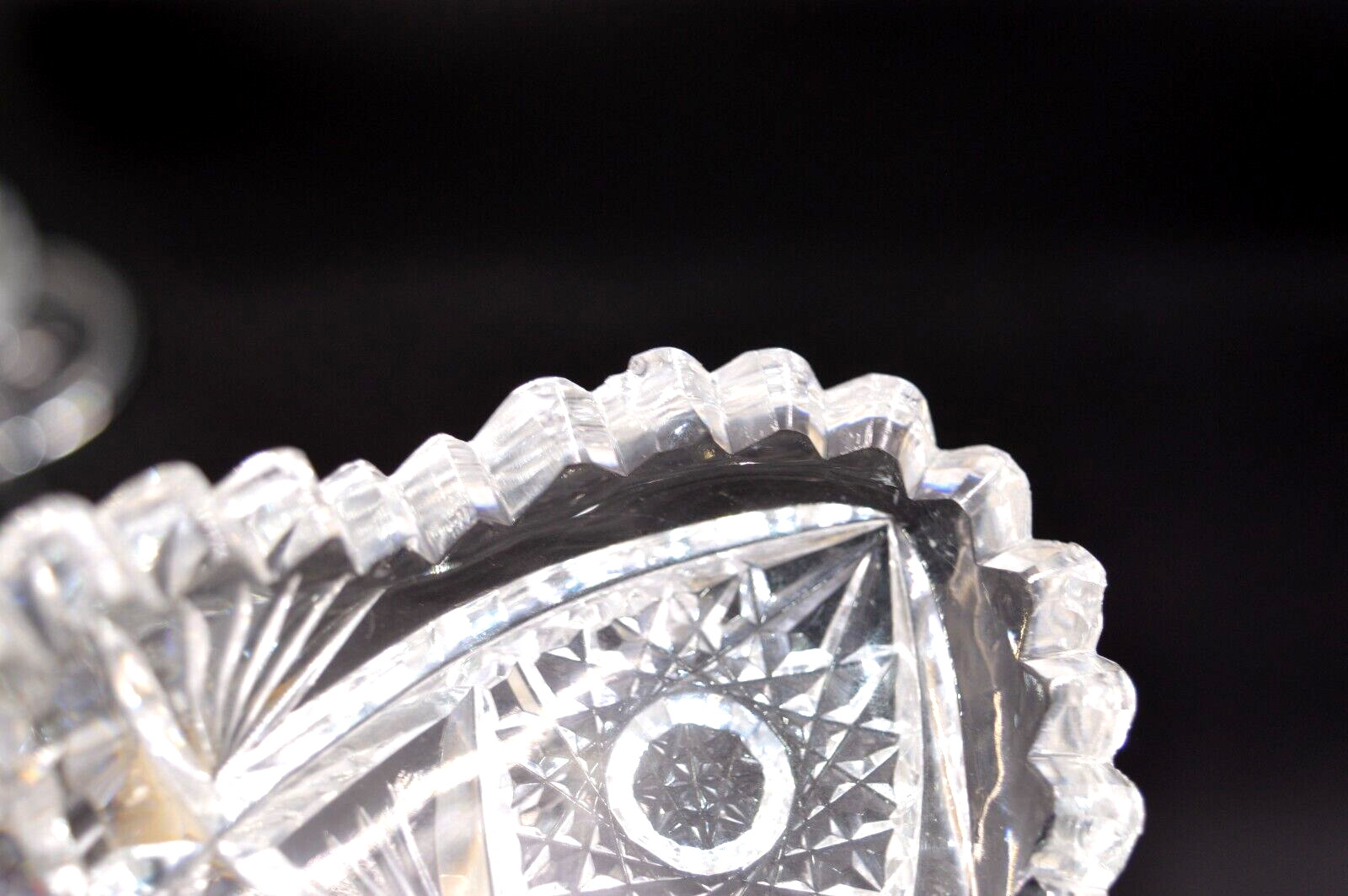 Antique Brilliant ABP Deep Cut Crystal Glass Celery Plate Dish Saw Tooth 11”